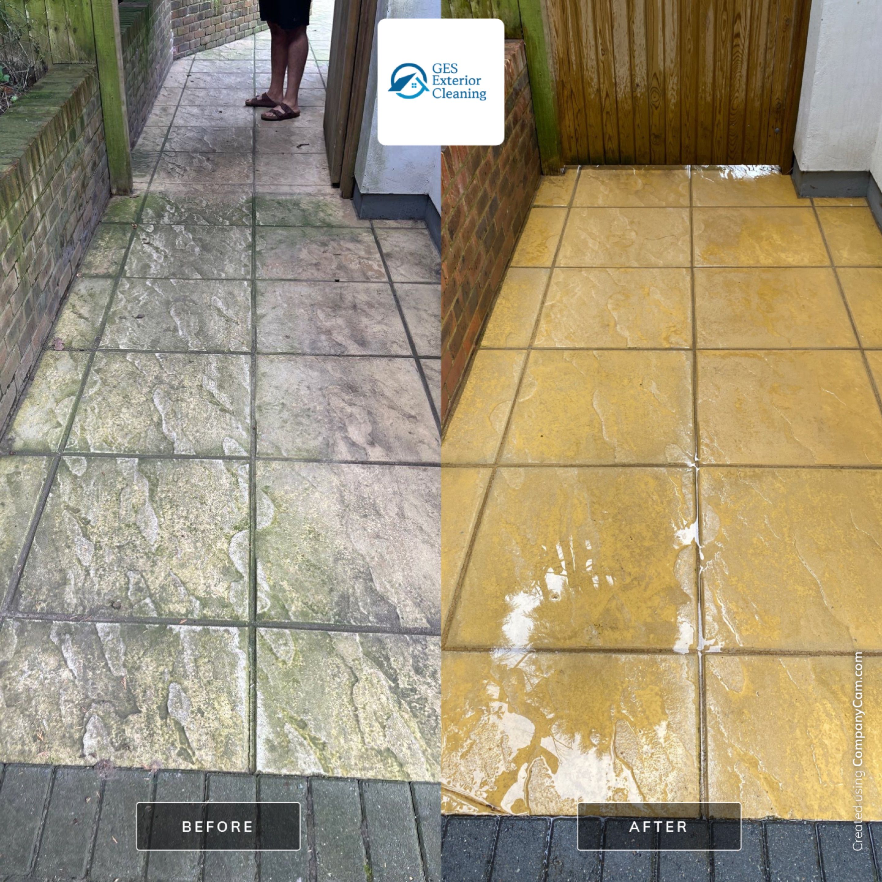 Driveway - Patio - Render Clean using honda 21 ltr/min by Ges Exterior Cleaning ltd