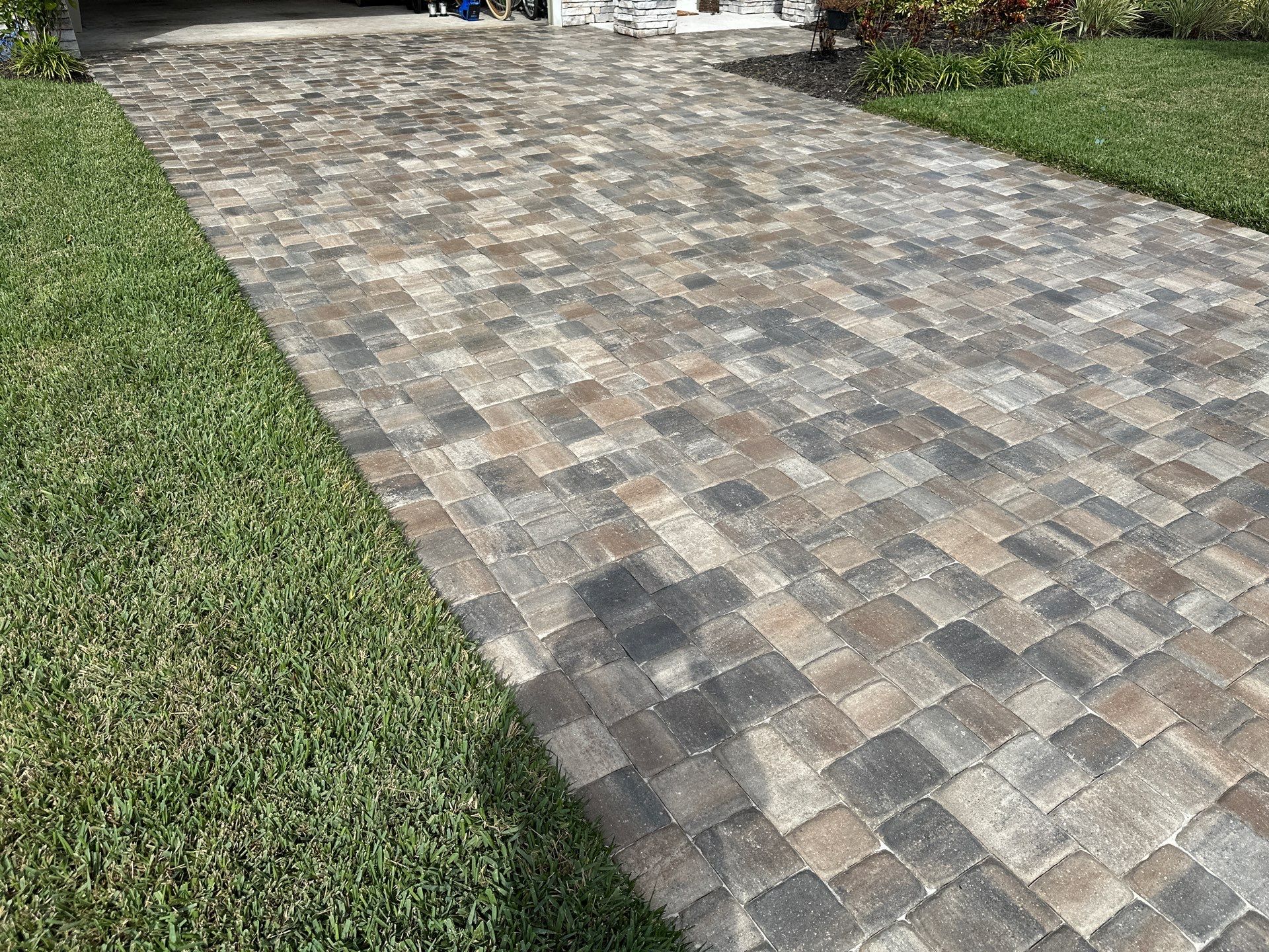 House Wash, Paver Driveway & Sidewalk Cleaning + Sanding & Sealing in Trevesta Community, Palmetto, FL by Sunshine AquaWash