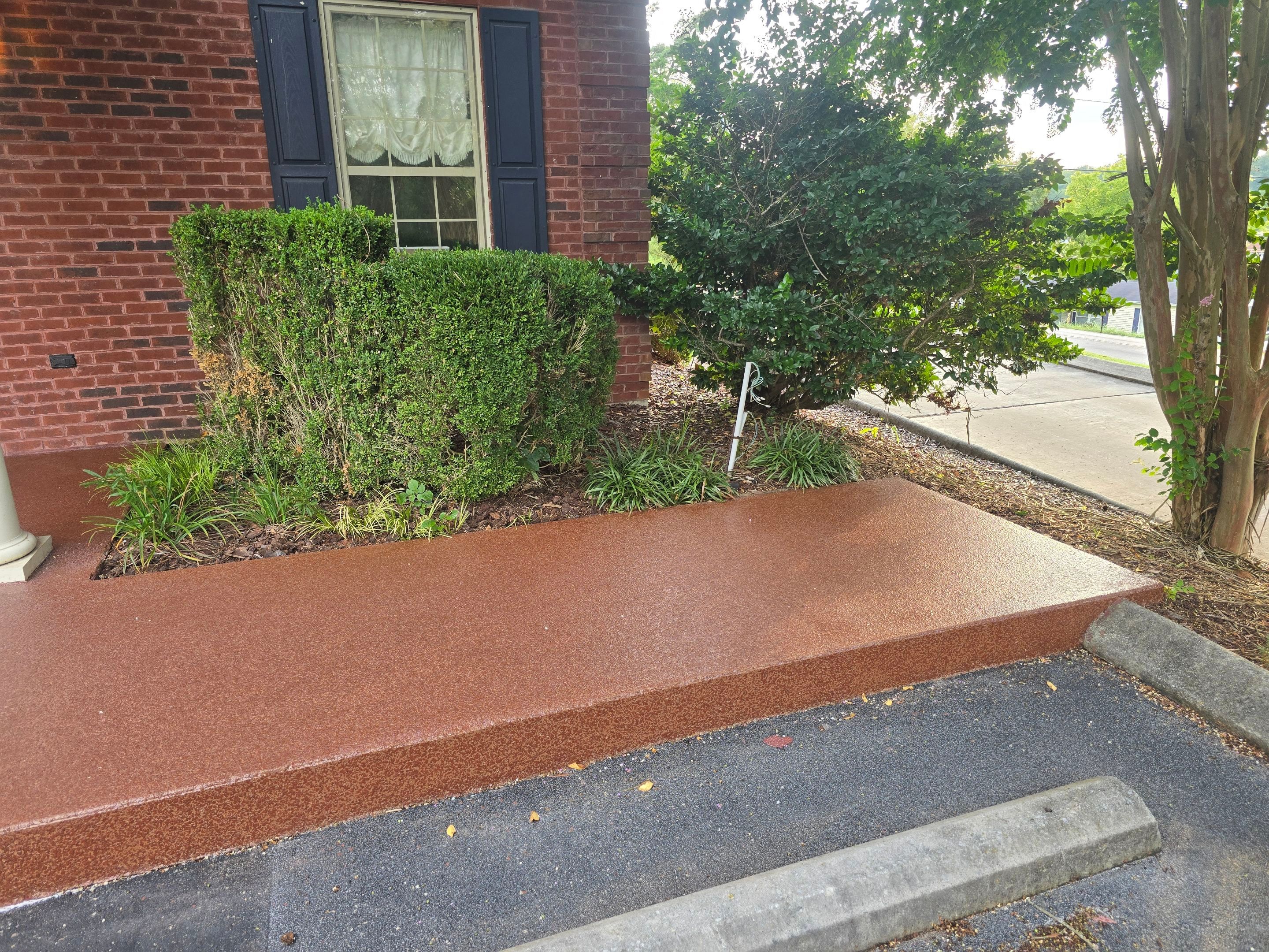 Front Porch and Sidewalk Using Redwood  by Elite Floor Solutions