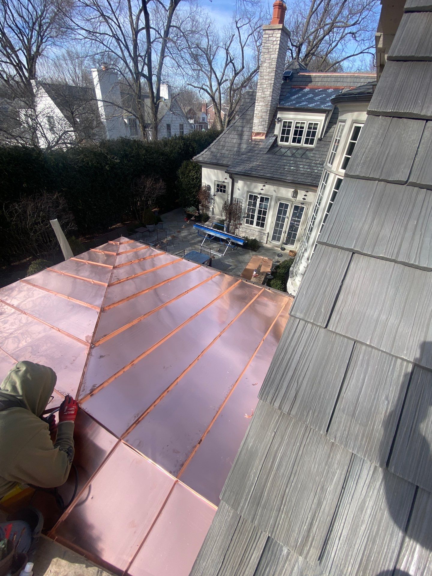 Brava Shake Tile Roof Installment with Copper Flashings by Custom Installations