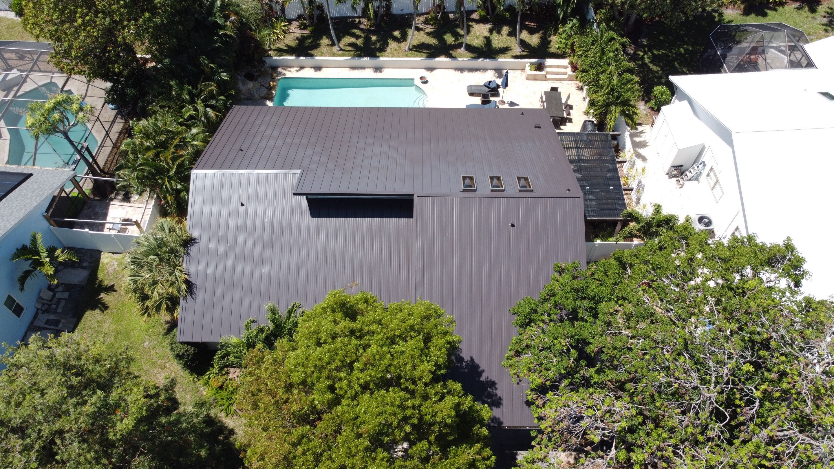 Residential Roofing Installation using 1" Nail strip metal roof by BLUES BROTHERS ROOFING