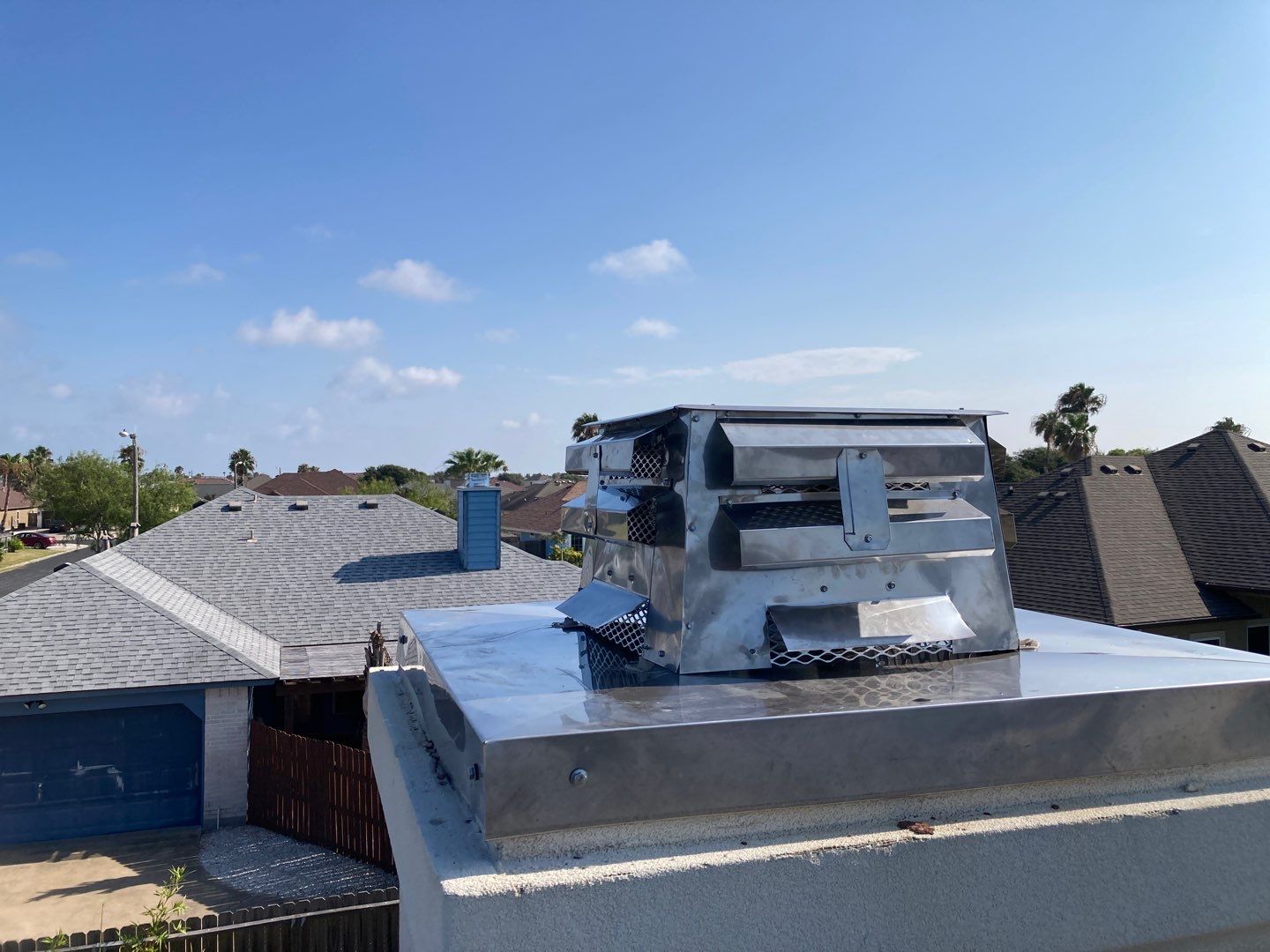 Chimney Cap & Chase Replacement using Custom Fabricated Stainless Steel by Lighthouse Roofing