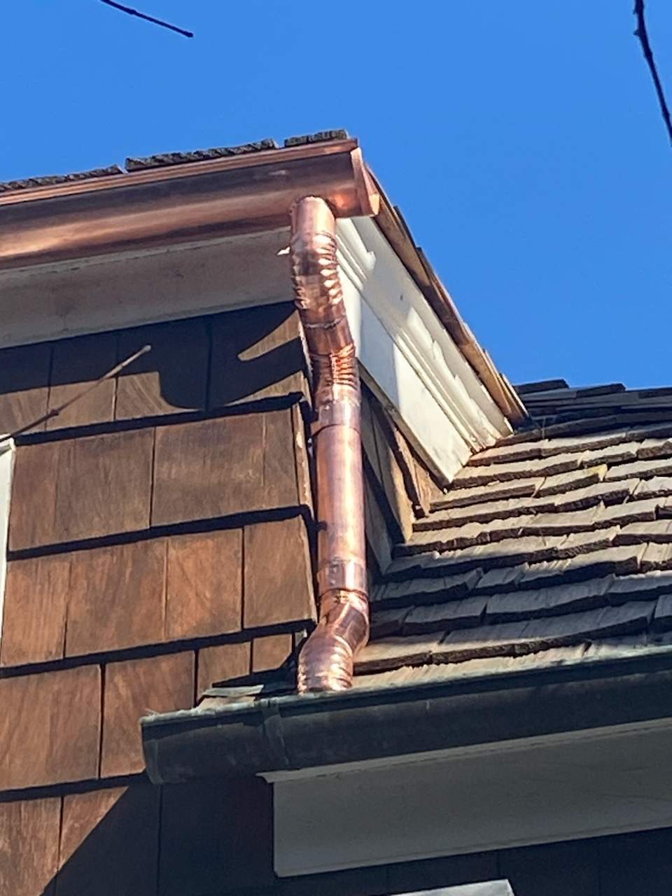 Half Round Copper Gutter Installment by Custom Installations, Inc.