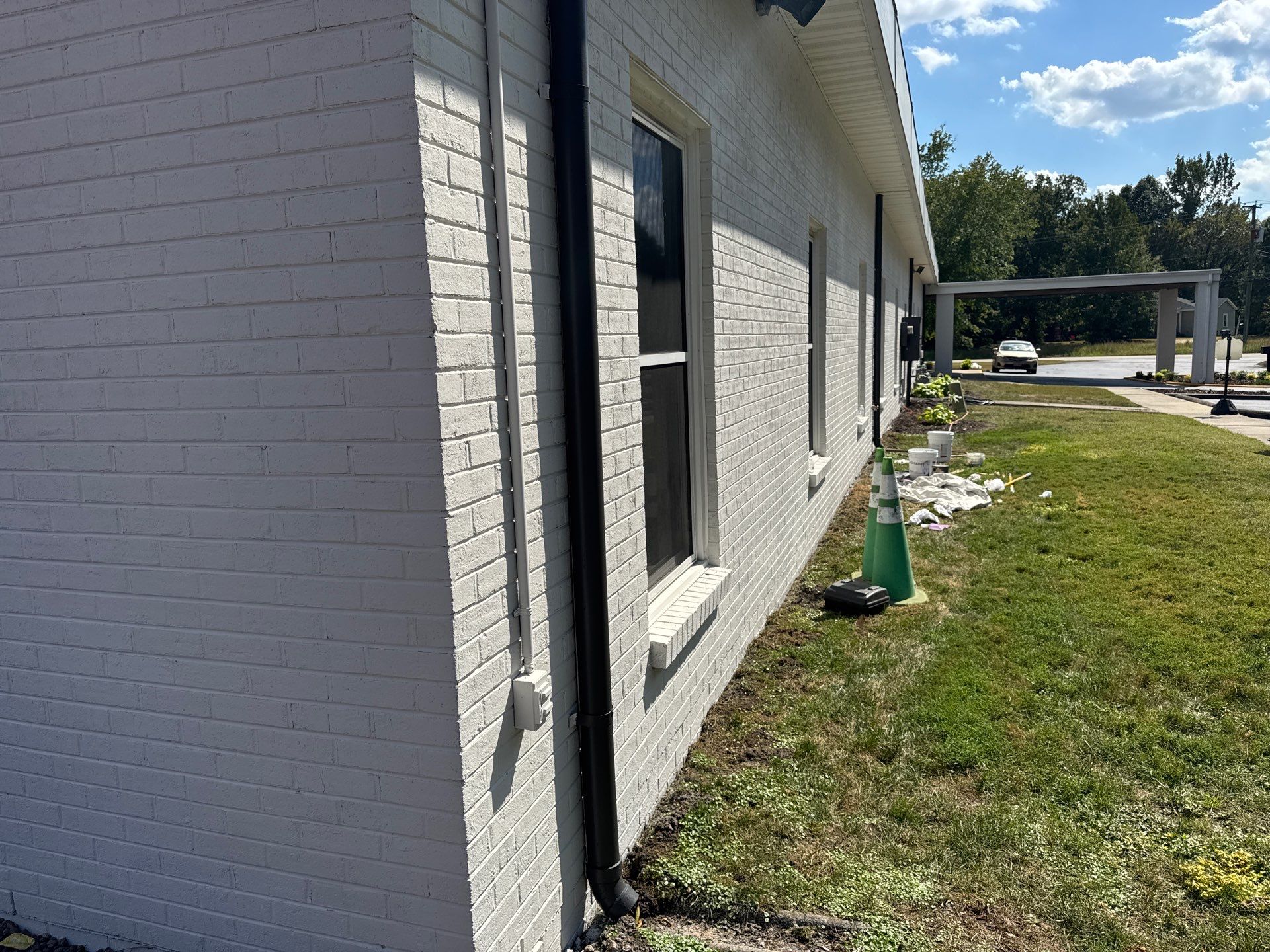 Church Exterior Brick Painting with Romabio Masonry Flat by Highfill Painting