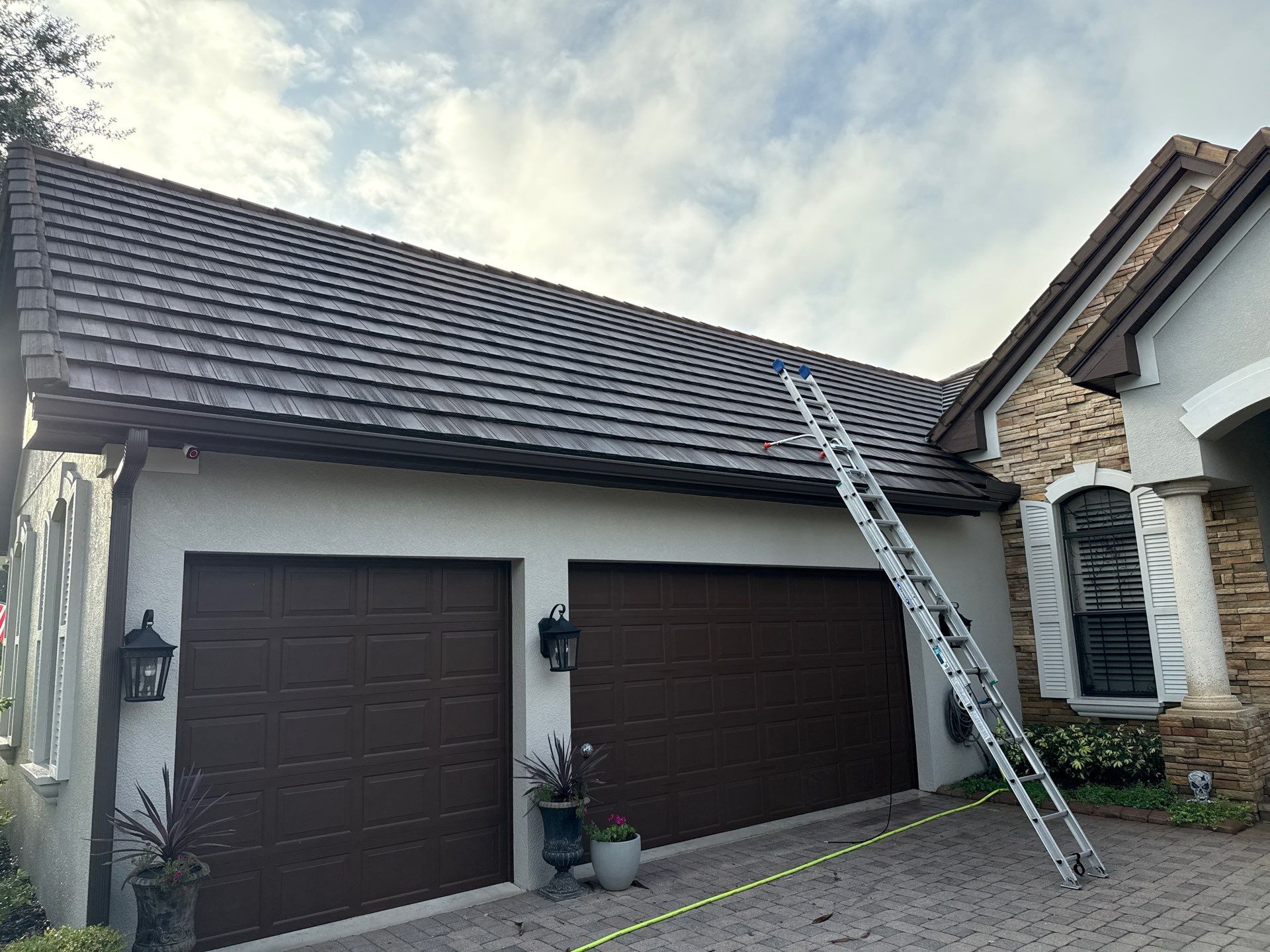 Tile Roof, Paver Pool Deck & Flowerbed Curbing Cleaning | Winding River Bradenton, FL Transformation by Sunshine AquaWash