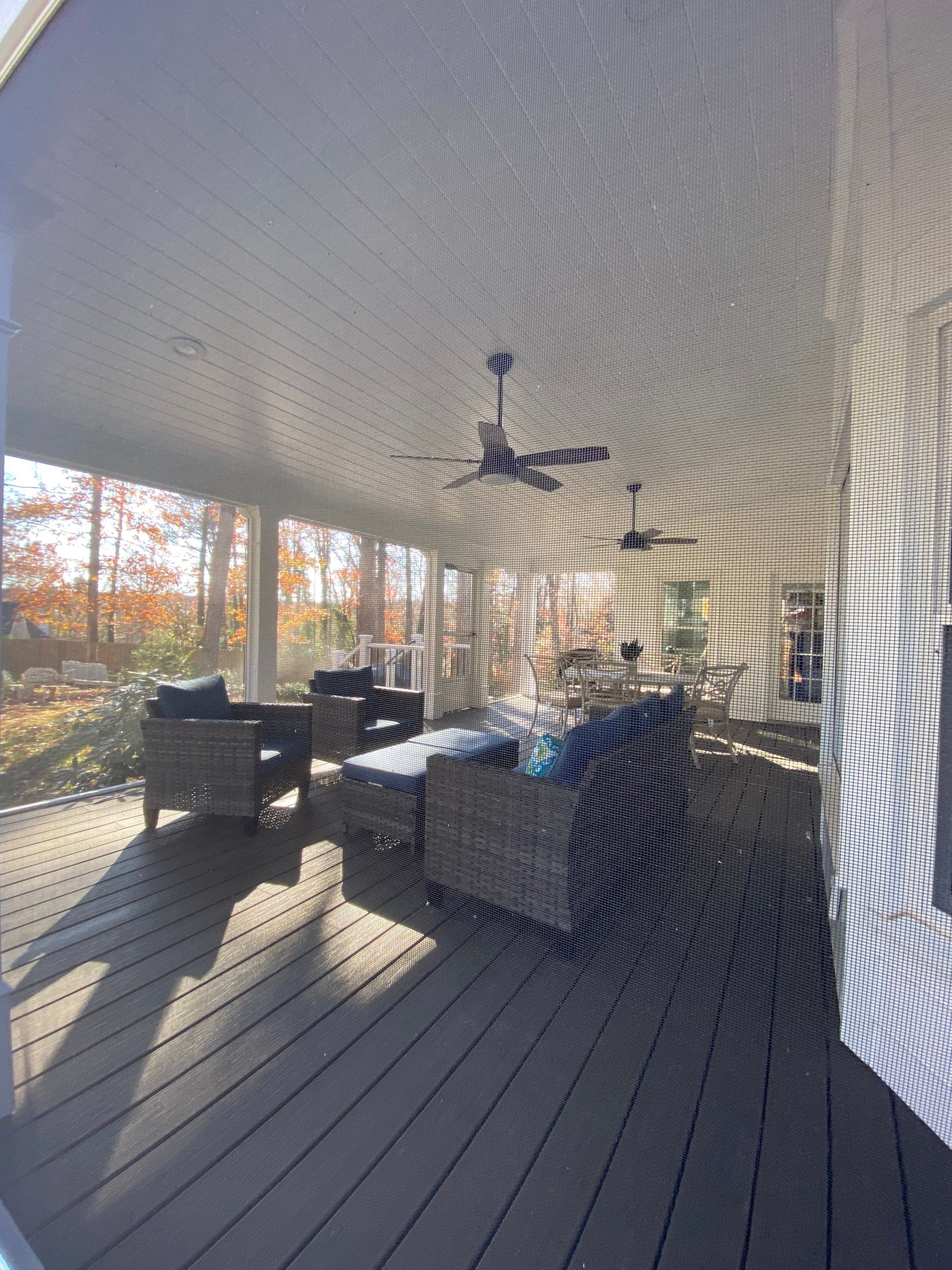 Custom Screened Porch with Beadboard Ceiling and Composite Decking by Swift Home Renovations