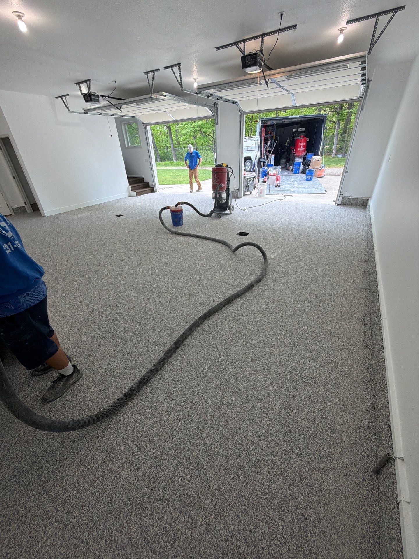 Custom Polymer Flake Epoxy Garage Floor Coating in Mears by Gordon Painting