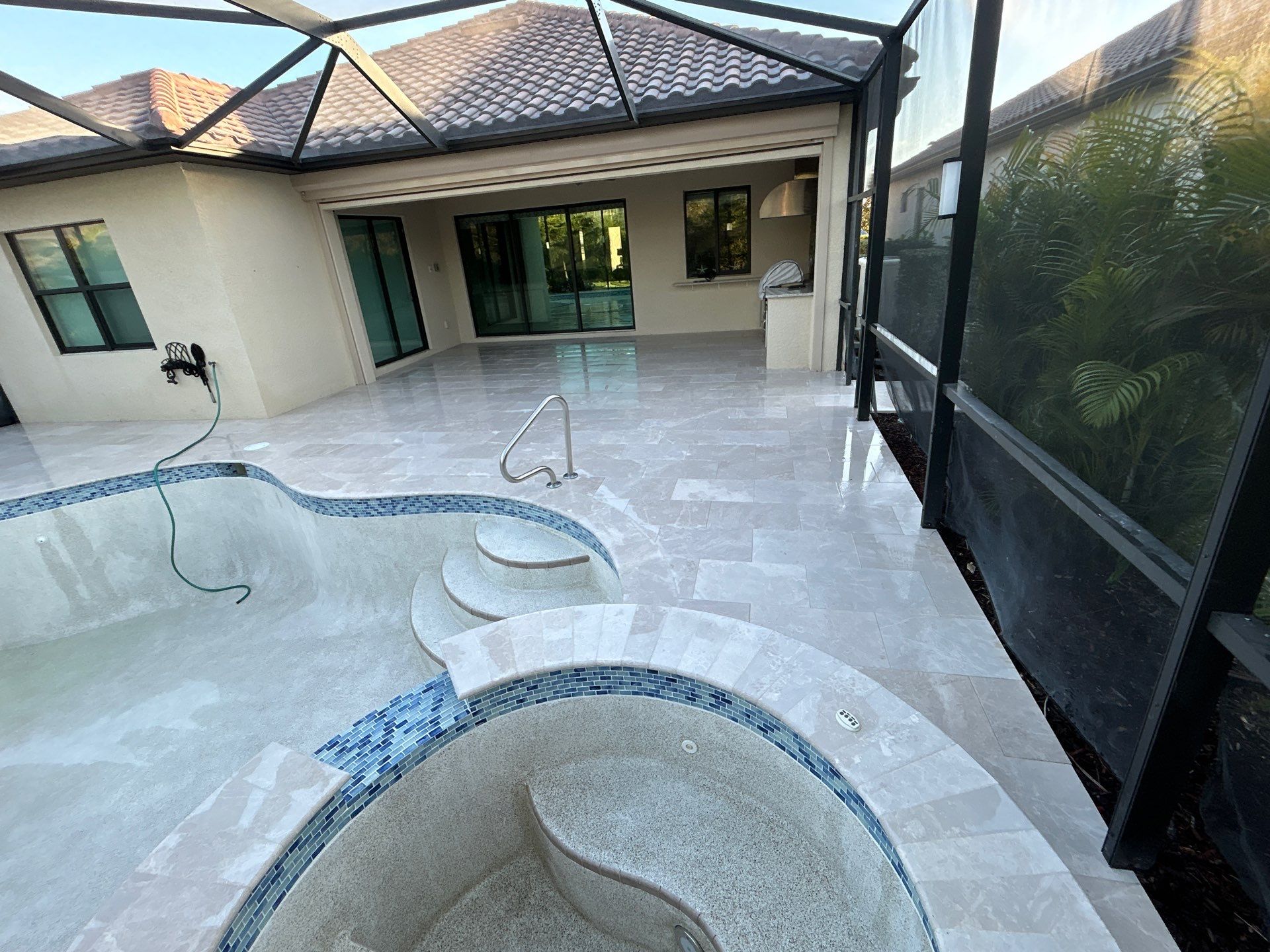 Pool Deck Renovation | Pool Coping & Tile Upgrade | Textured Marble Natural Stone - Bonita National Golf & Country Club by Old Town Pavers Llc