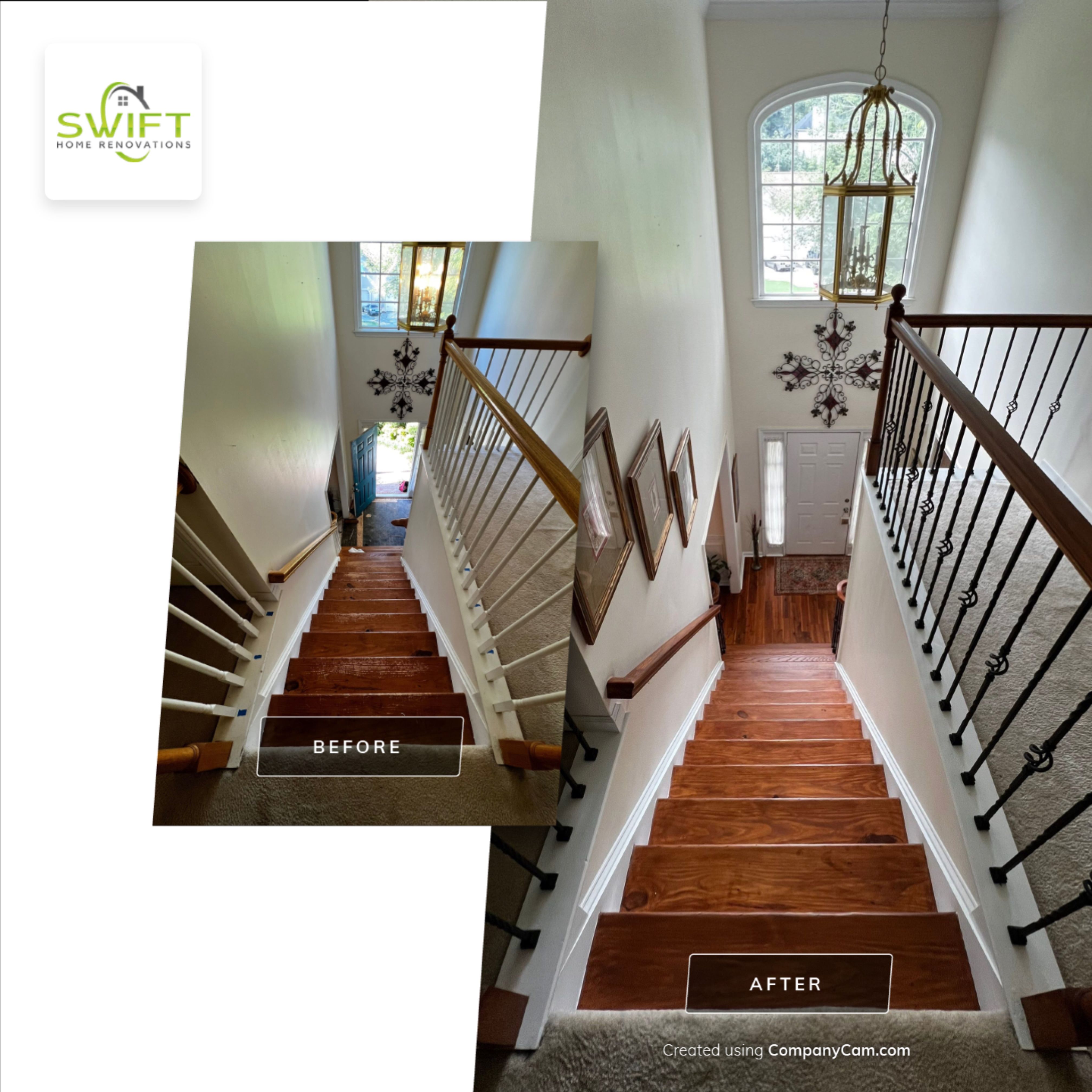 Hardwood Floor Replacement and Staircase Upgrade in Kennesaw Georgia by Swift Home Renovations
