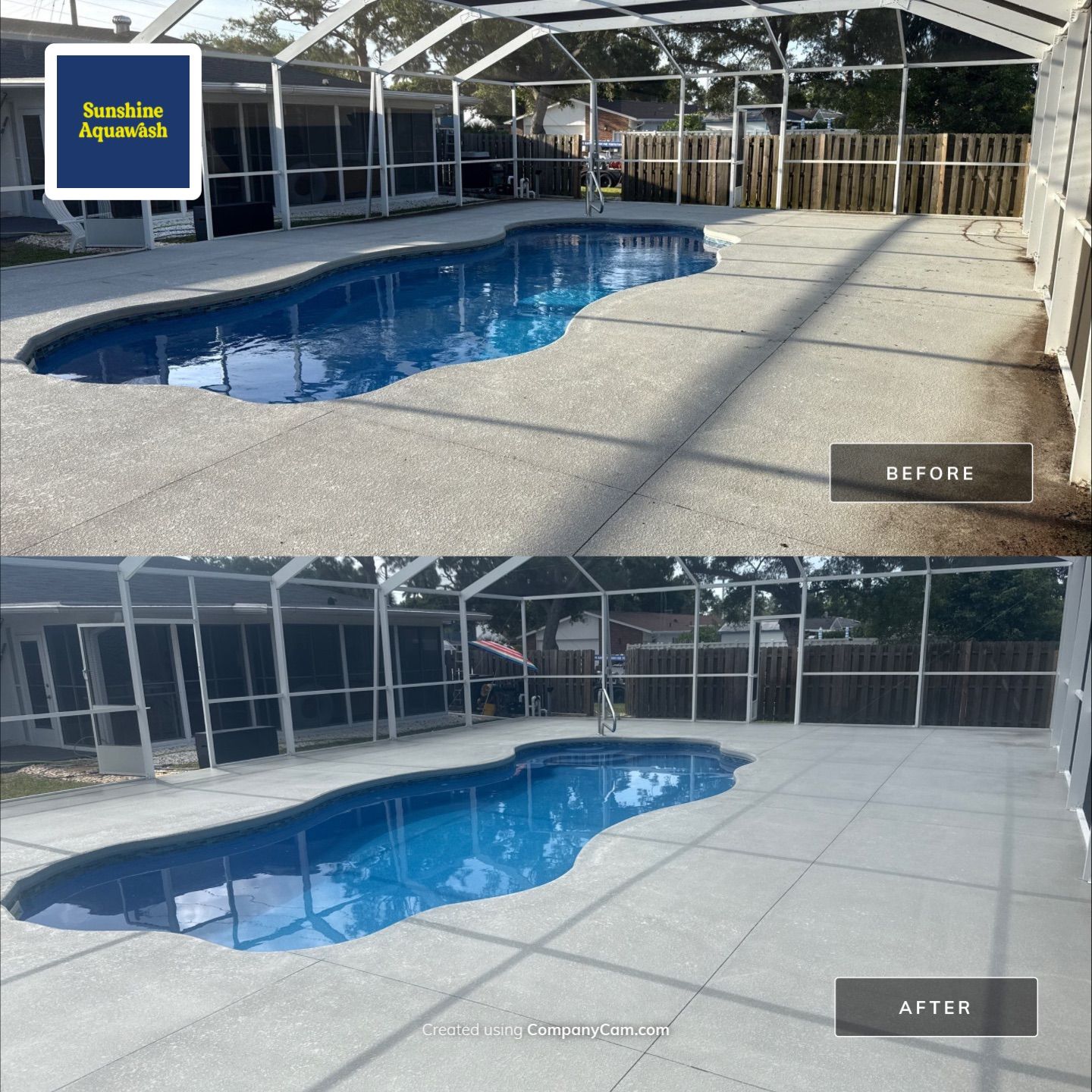 Painted Pool Deck & Pool Cage Cleaning in Allendale – Bradenton, FL by Sunshine AquaWash