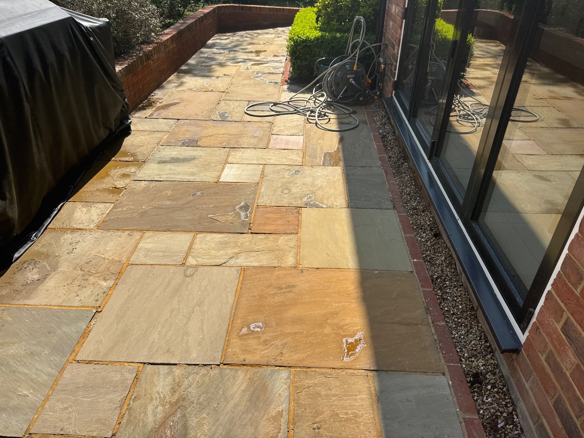 Patio Area Spring Clean using 18inch Whirlaway FSC by Ges Exterior Cleaning ltd