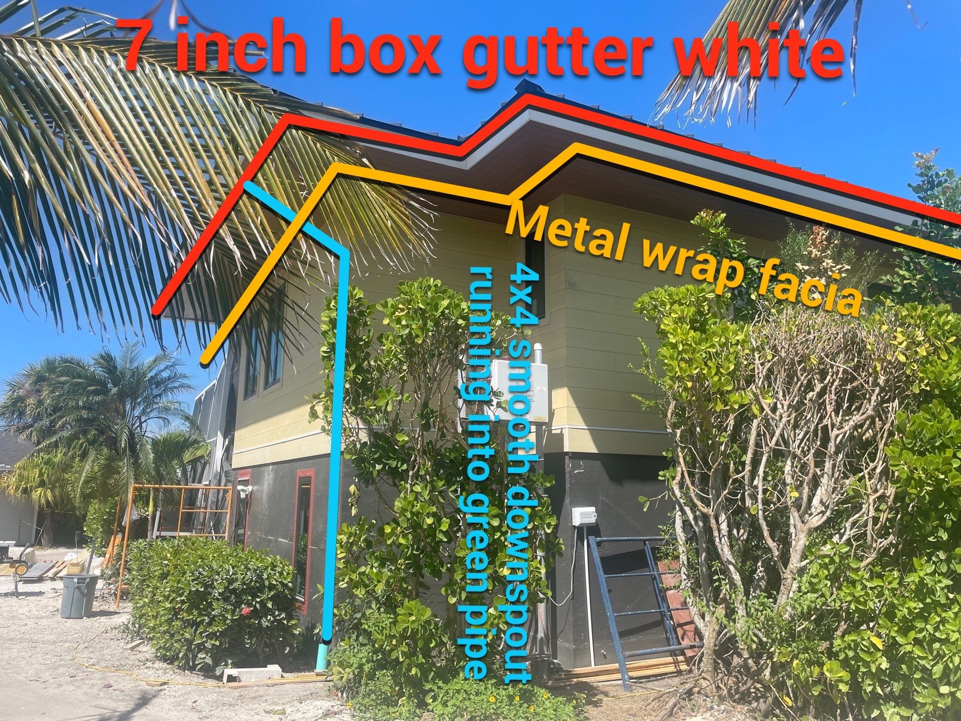 7-Inch Smooth Box Seamless Gutters using Seamless Gutters and Metal Fascia in Sanibel FL by Gutter Professors