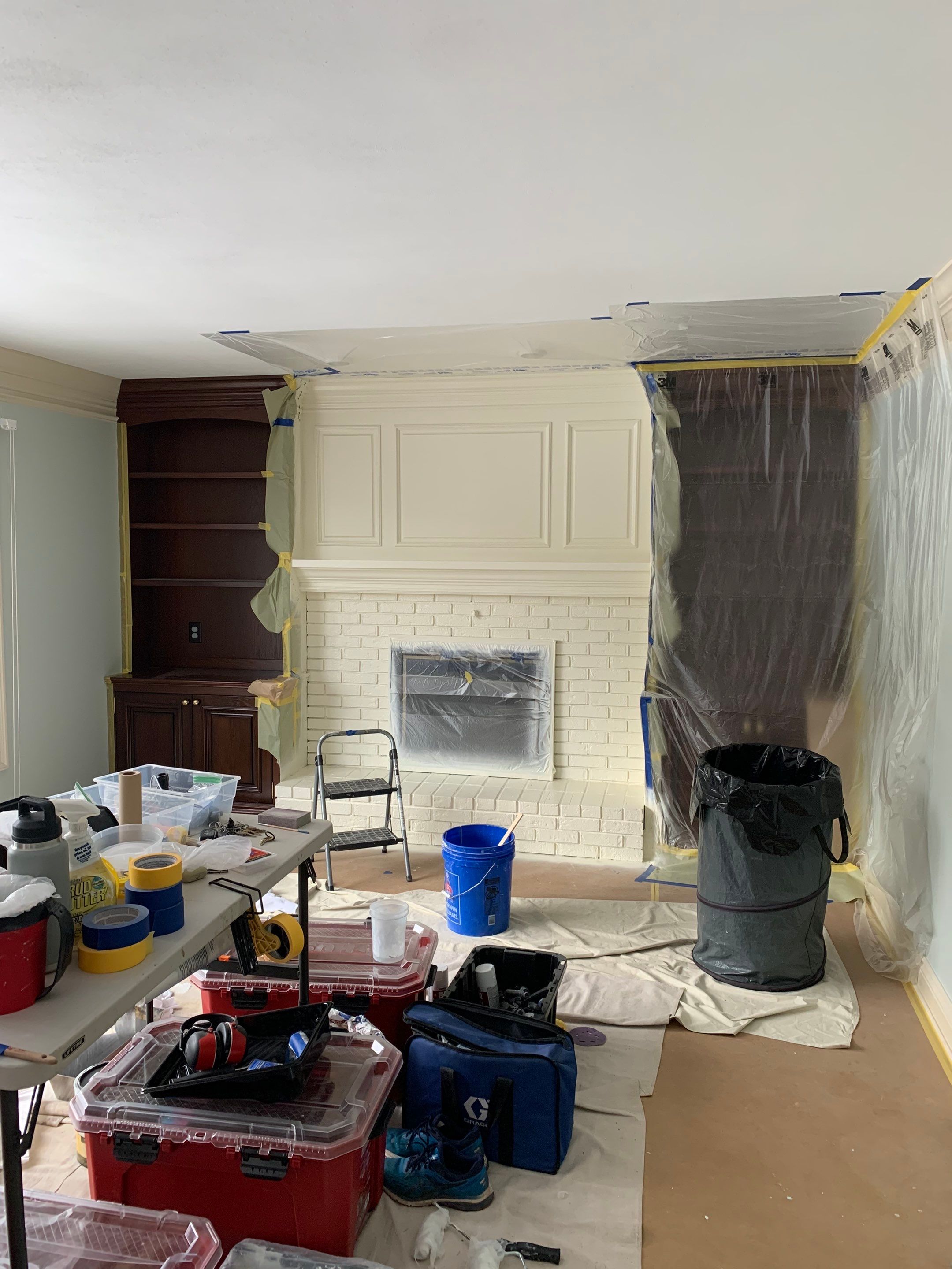 Fireplace/Mantle and Painting Stenciled Walls by Empire Painting Services, LLC