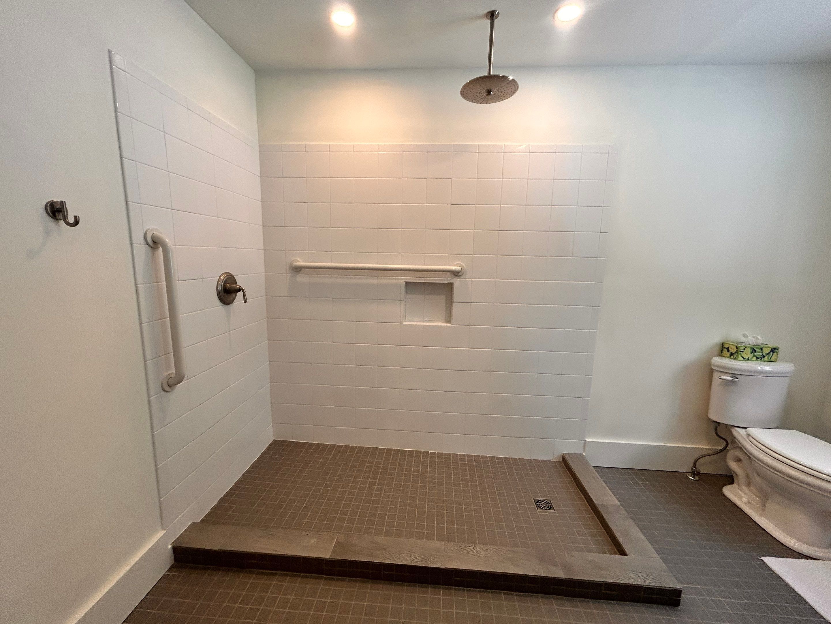 Shower using Acid Etched (Frosted) Tempered Shower Glass by Cheshire Glass Company
