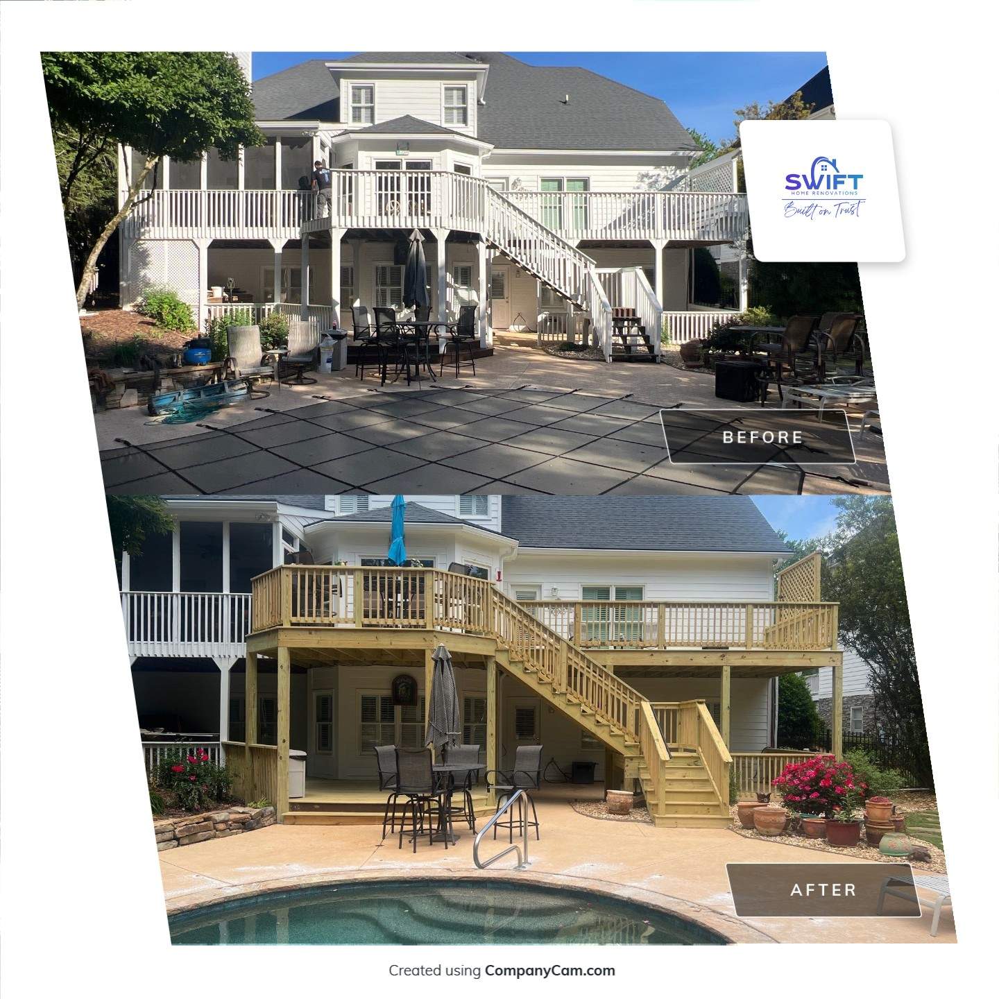 Multi-Level Pressure-Treated Wood Deck and Screened Porch in Acworth by Swift Home Renovations