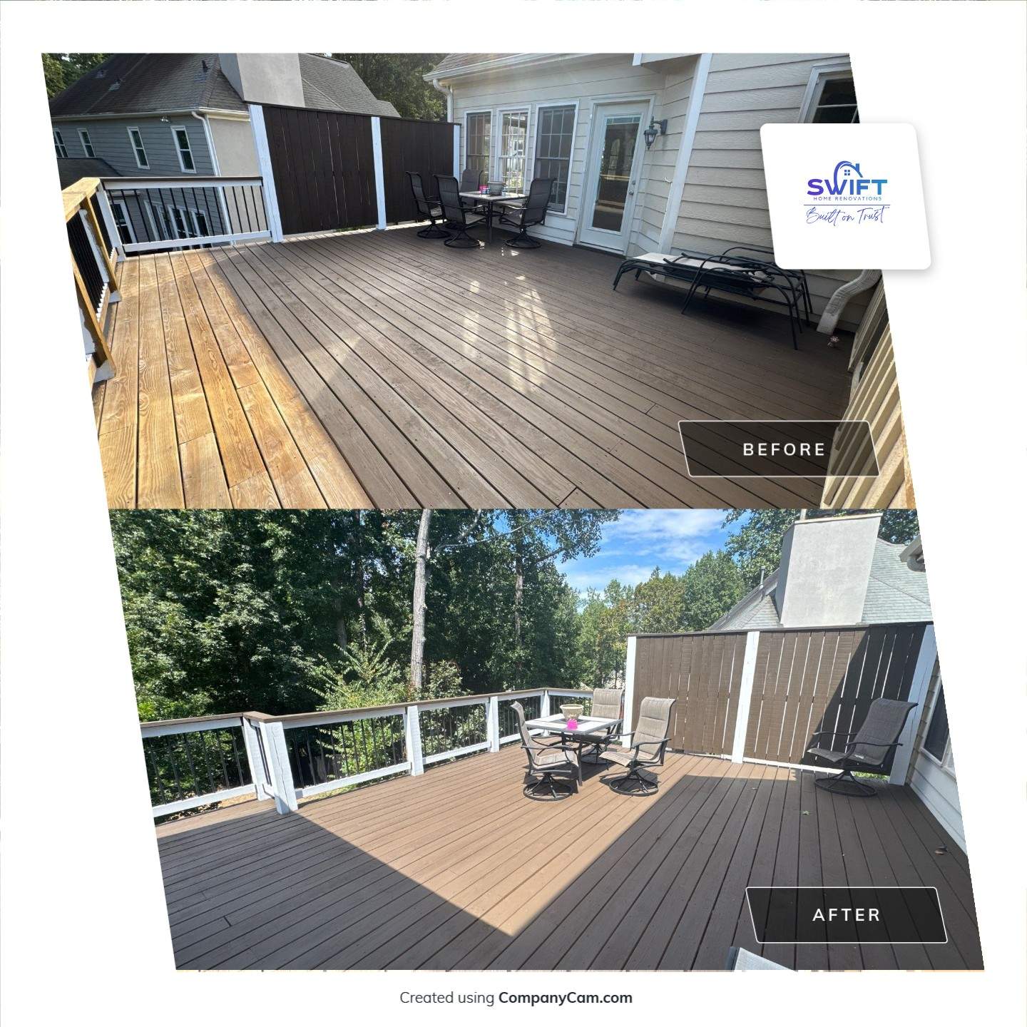 Modern Deck and Staircase Refinishing in Acworth, Georgia by Swift Home Renovations