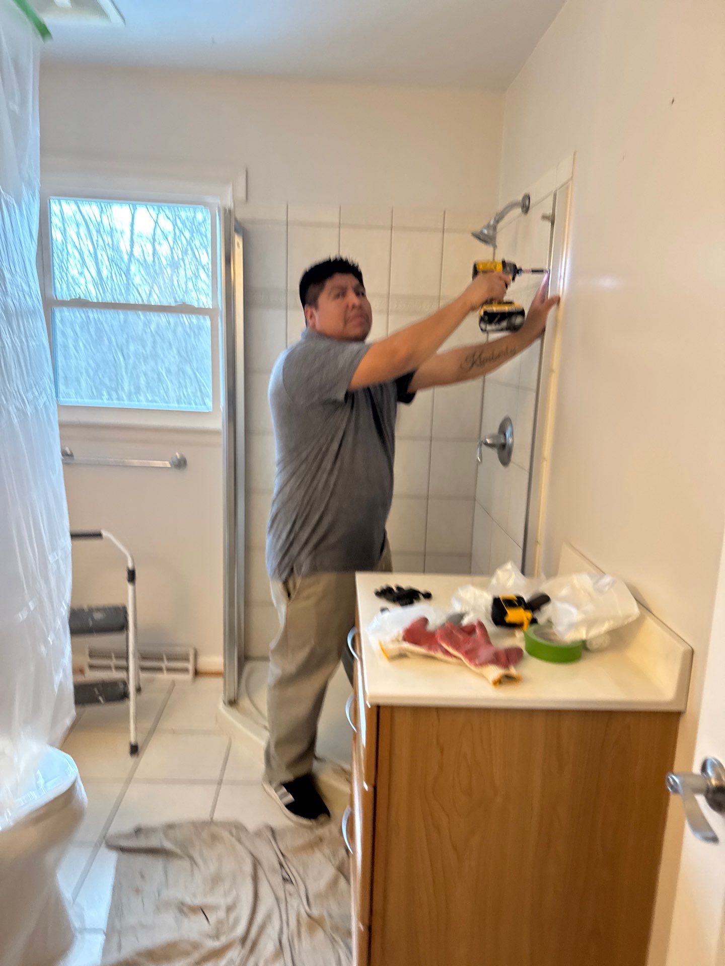 Shower remodel and cabinet installation by Window Depot of Annapolis