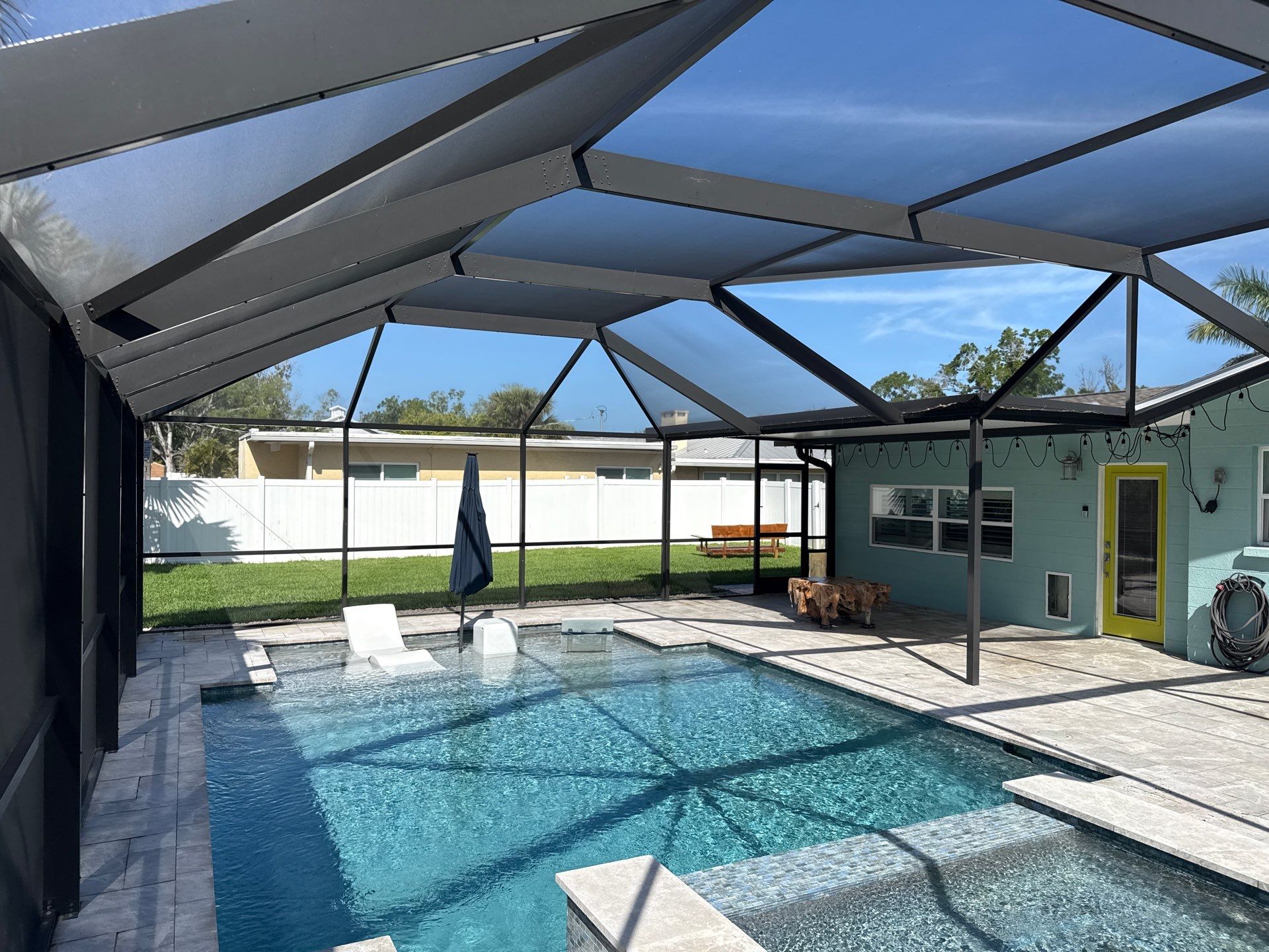 Travertine Pool Deck, Lanai & Screen Enclosure Cleaning Near Manatee River | Bradenton, FL by Sunshine AquaWash