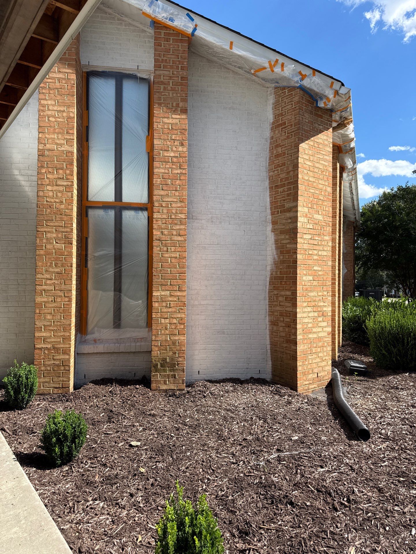 Church Exterior Brick Painting with Romabio Masonry Flat by Highfill Painting