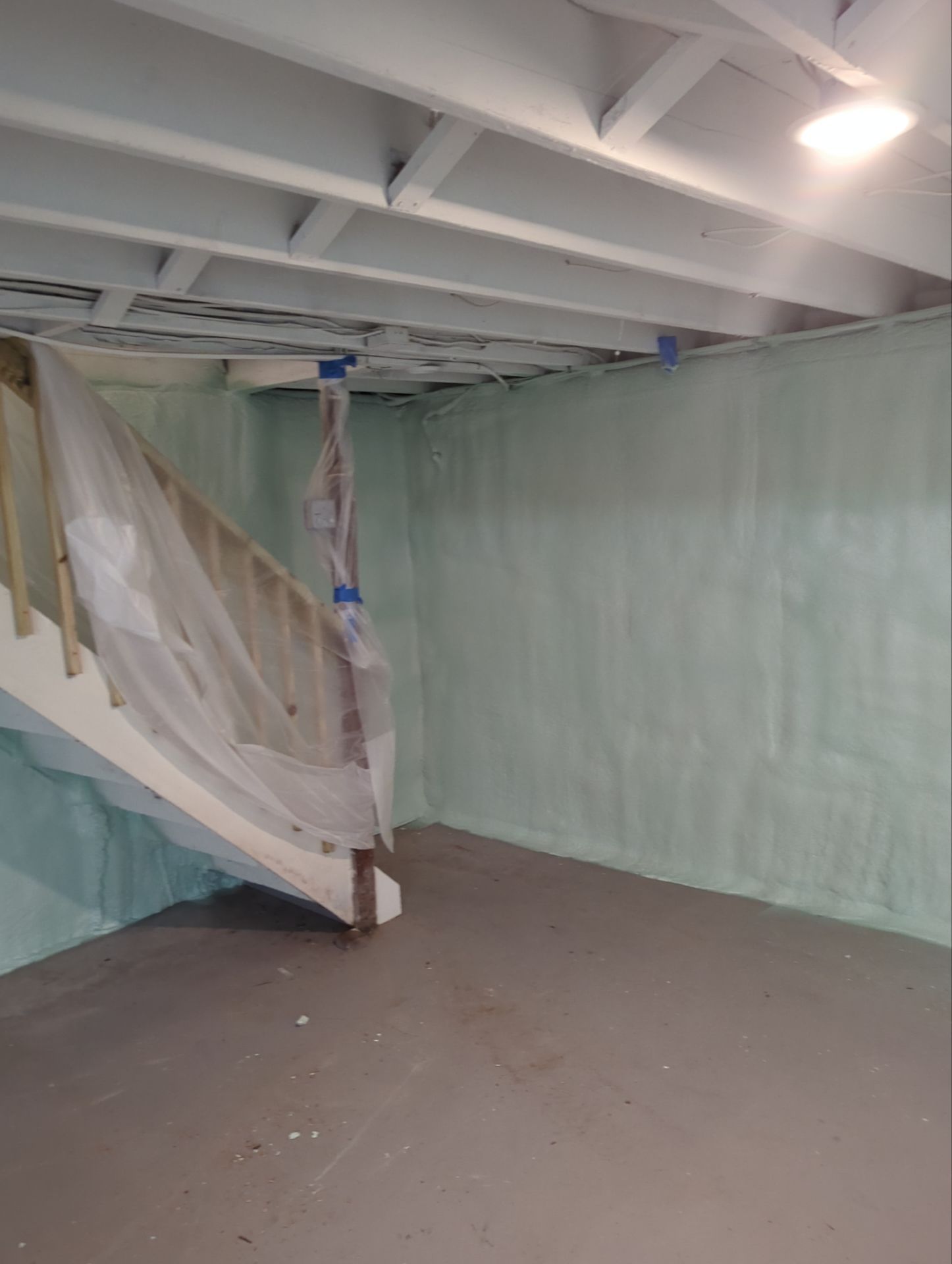 Basement Exterior Walls using Closed Cell Spray Foam by NYS Foam & Energy