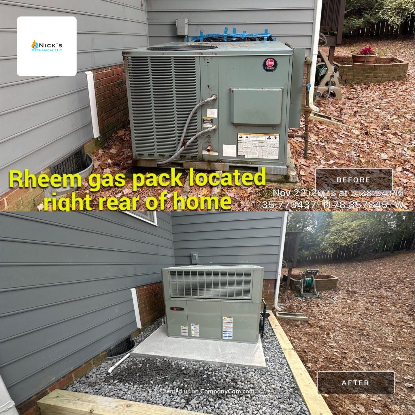 Trane Package Unit Installation by Nick's Mechanical LLC.