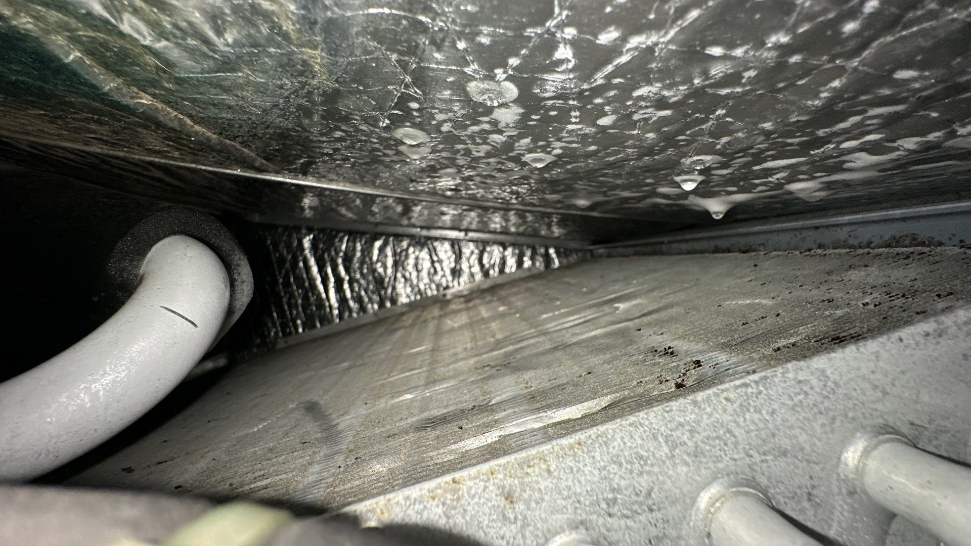 Air Duct Cleaning and Suspect Growth Removal Before and After Video/Photos Removal of mechanical component. by All Seasons Air Duct Cleaning 