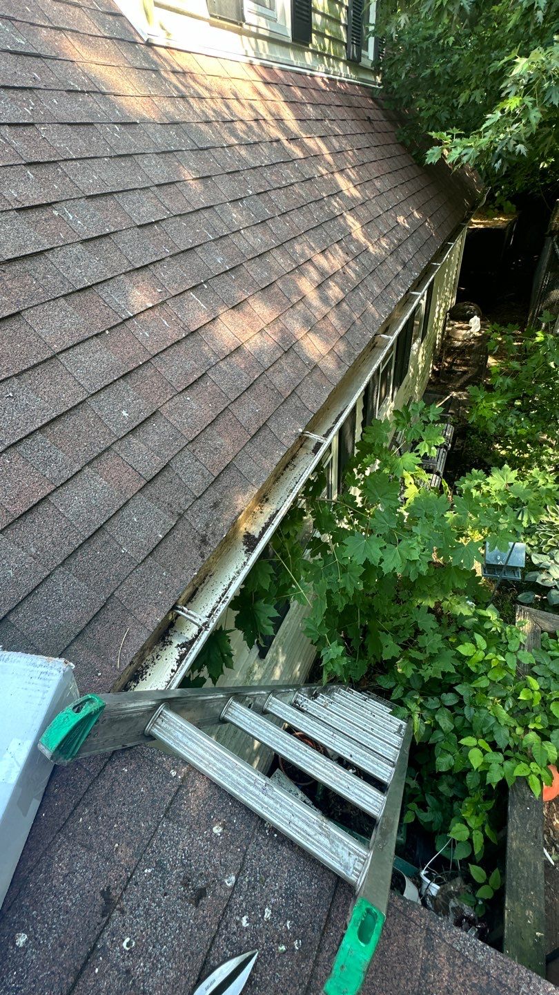 Very overdue gutter cleaning and screening by Above All Gutters 