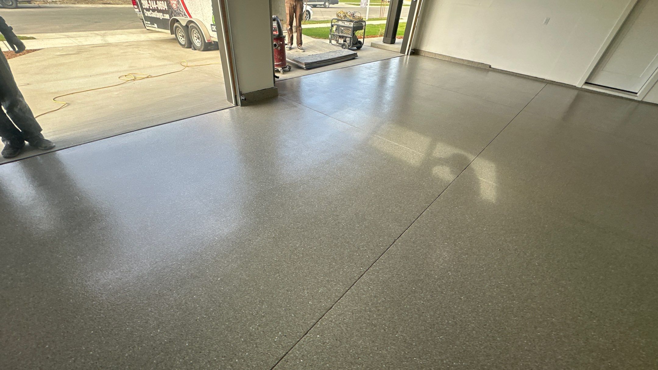 Garage Transformation using Travertine by Croc Coatings, LLC