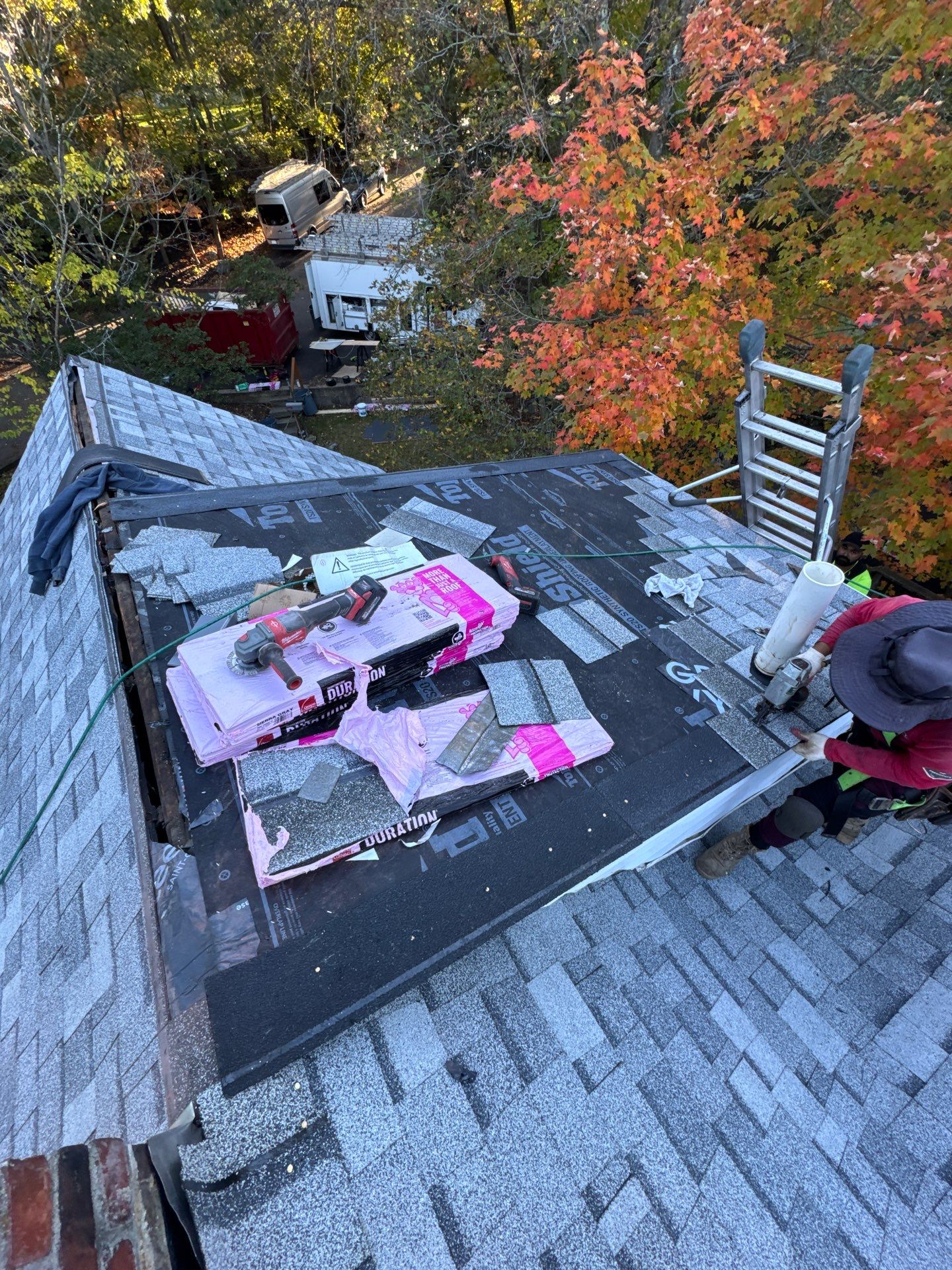 Full Roof & Porch EPDM Replacement with Skylight and Chimney Repairs by Mighty Dog Roofing of Greater Middlesex County