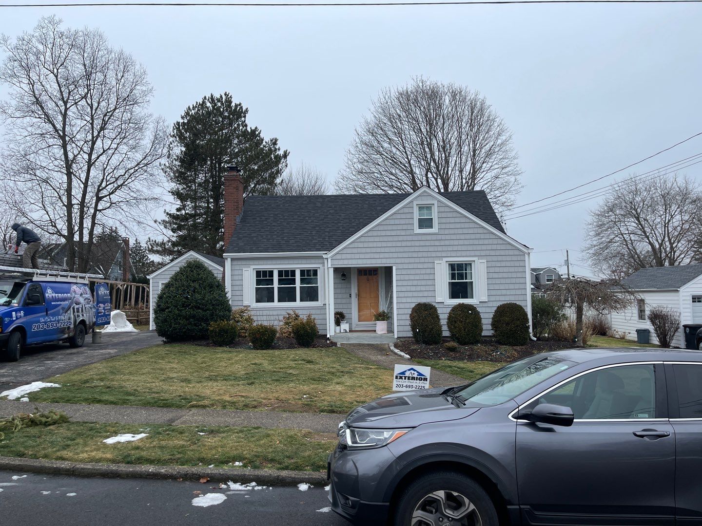 Residential Roofing Installation using Owens Corning TruDefinition Duration AR - Onyx Black & New Siding Install using Certainteed Sterling gray by A Plus Exterior