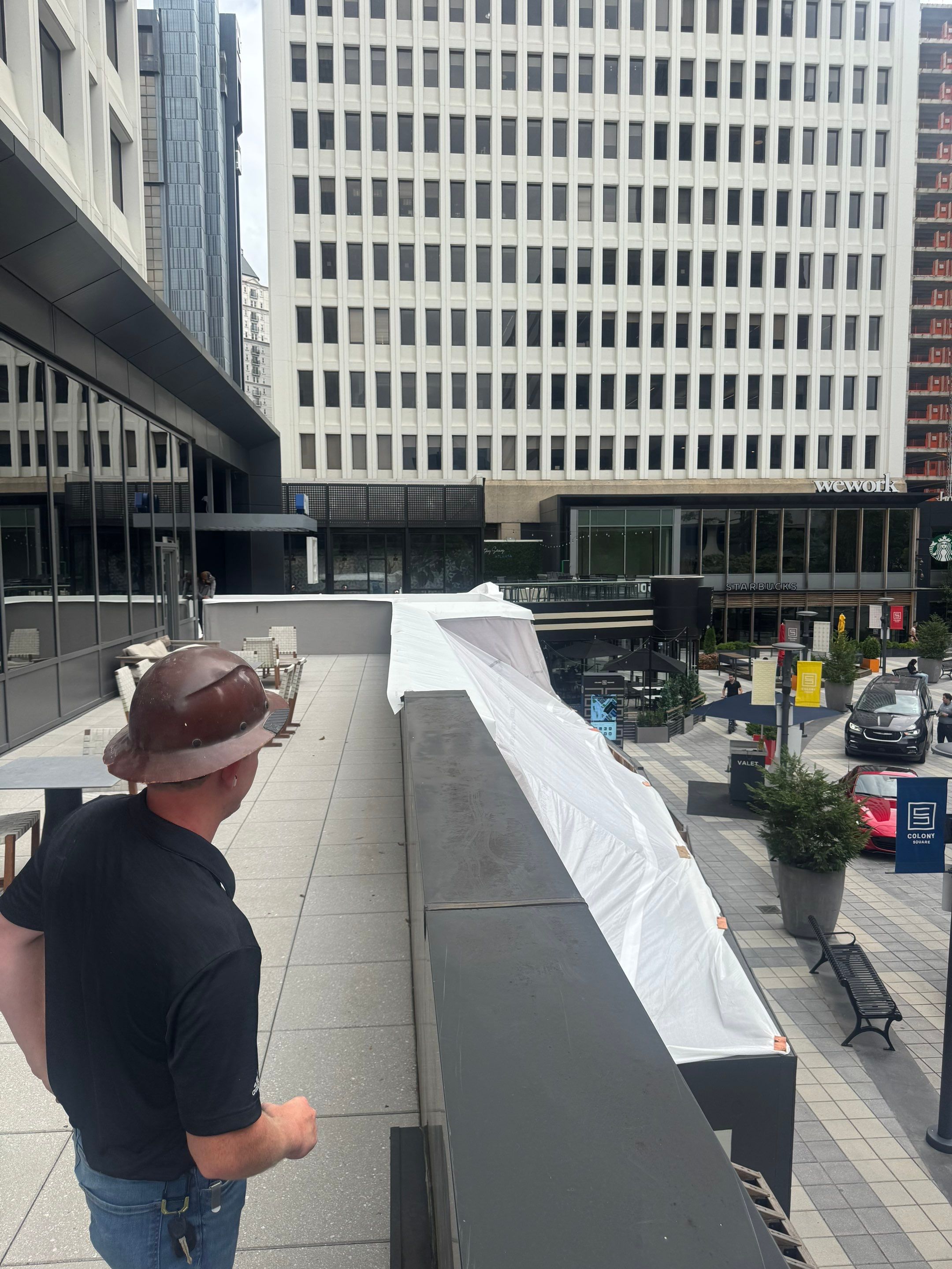 Spanish Tile & TPO Roofing Installation – Cuevacia Restaurant | Colony Square Midtown Atlanta by Mosaic Roofing Company