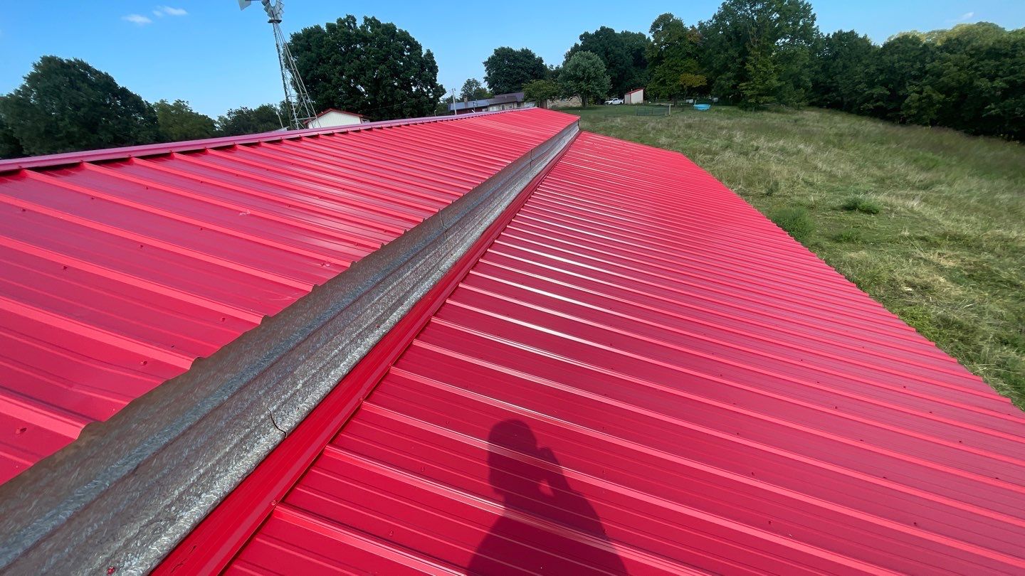 Residential Roofing Install - 29 Gauge G-Rib Metal - Color Brown & Crimson Red by Titan Commercial & Residential Roofing 