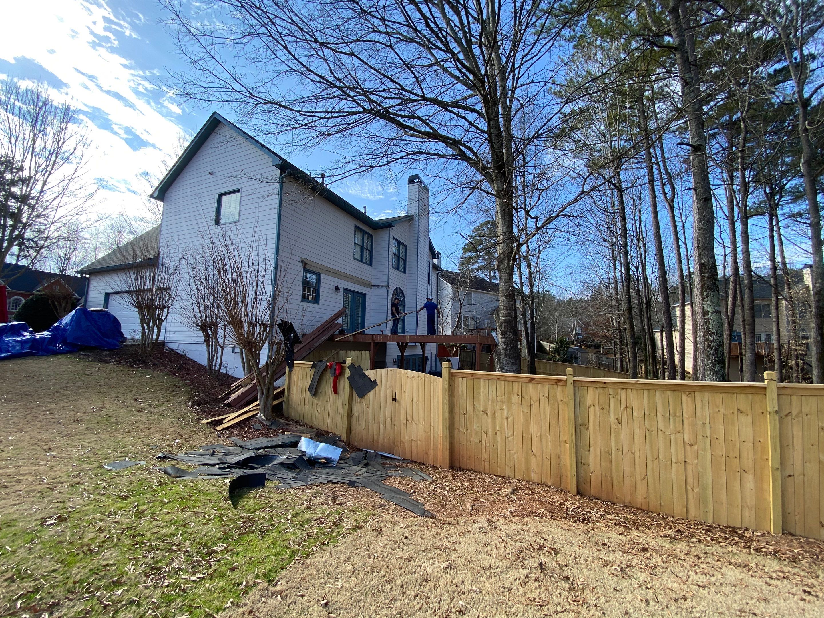 Covered Porch Addition and Custom Privacy Fence Installation in Alpharetta by Swift Home Renovations