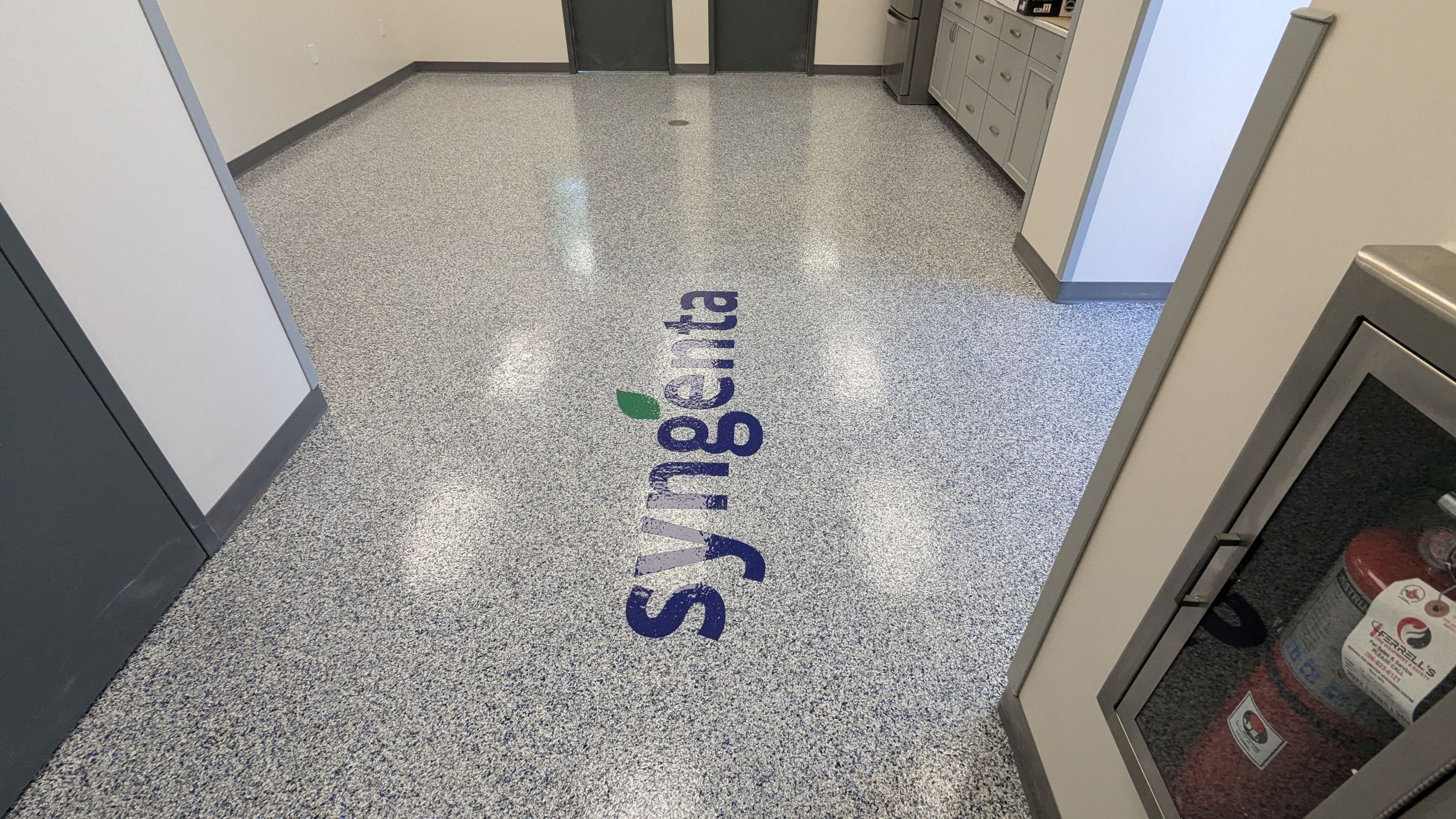 Commercial Floor Transformation using Aurora Accent W/Hypnotic Blue by Croc Coatings, LLC