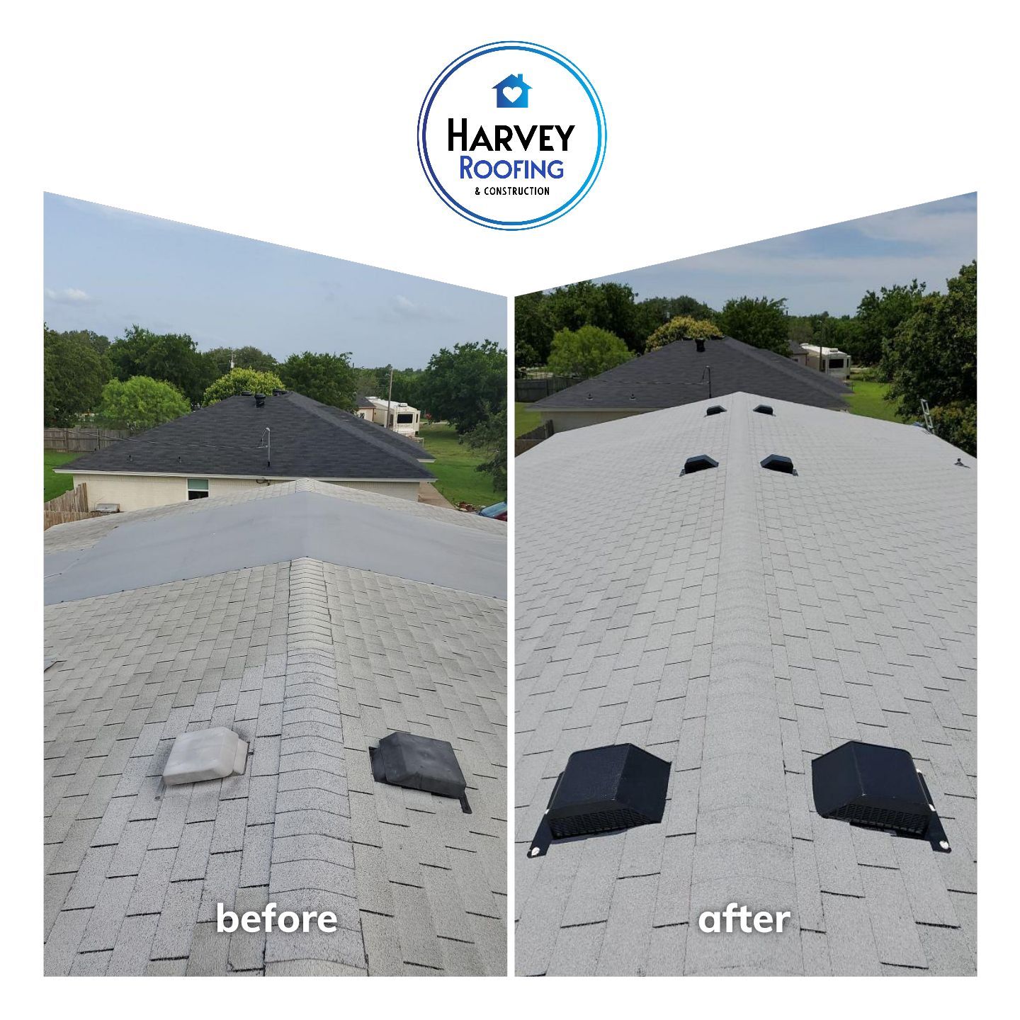 Residential Roofing Installation using Roofing Shingles by Harvey Roofing & Construction