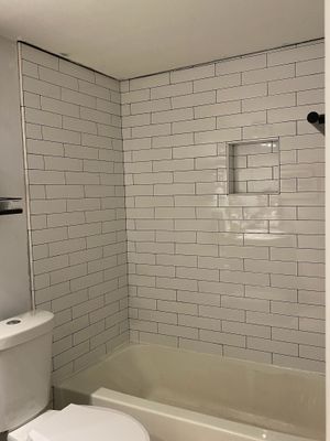 Brick pattern tiles for a bathroom and kitchen