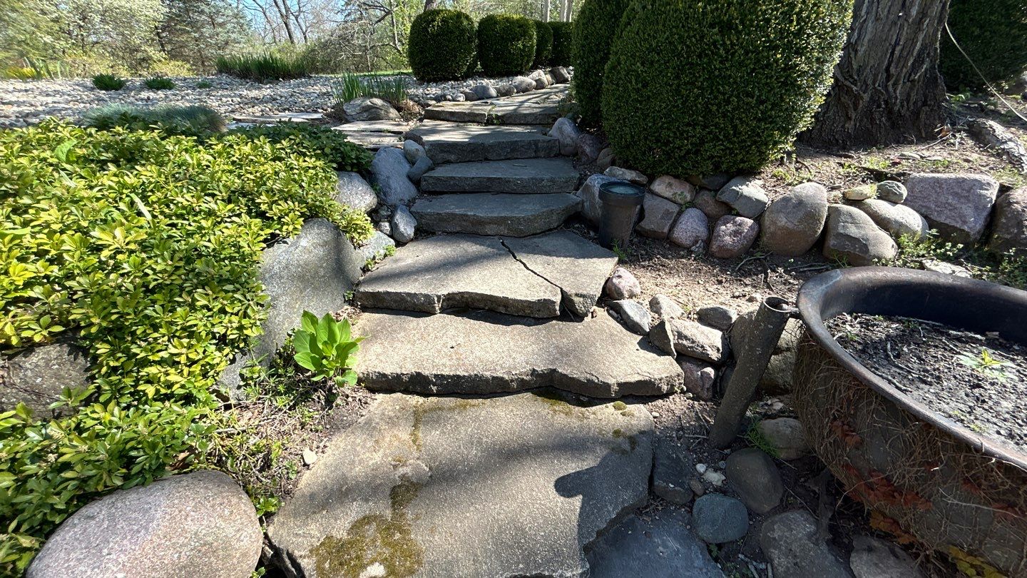 natural stone using Algaecide, soft wash soap by Northern Power Washing LLC.