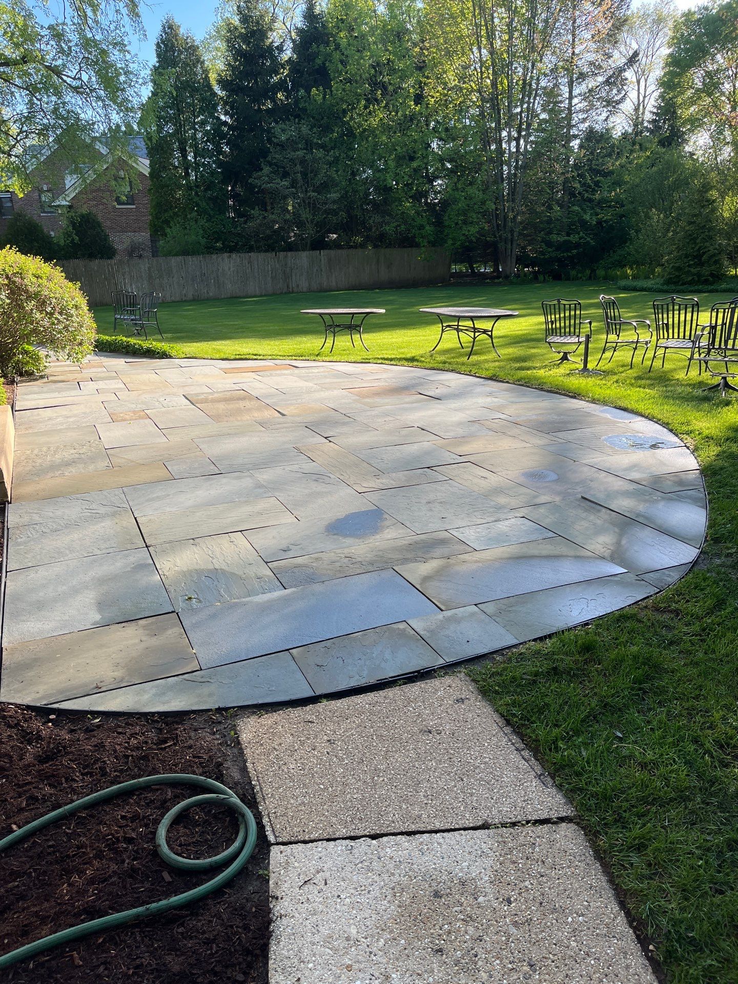 natural stone using Algaecide, soft wash soap by Northern Power Washing LLC.