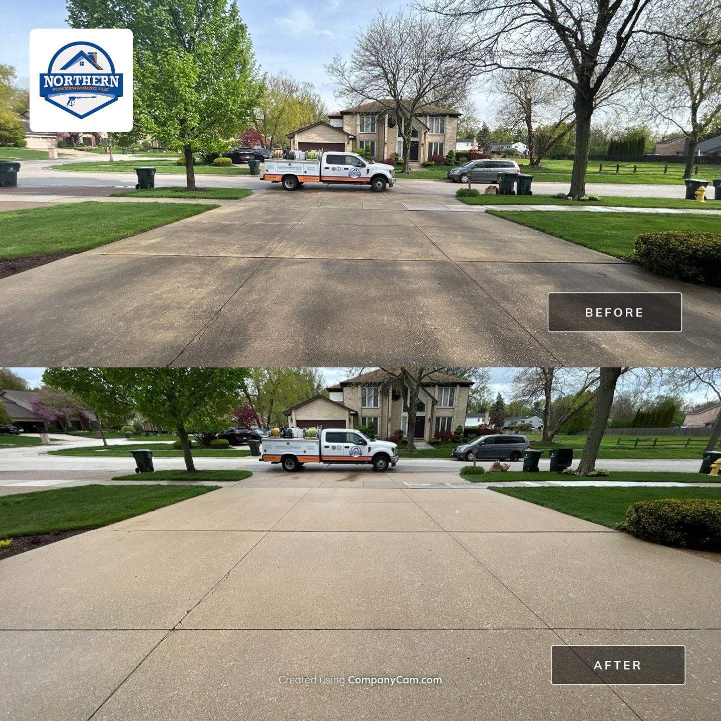 concrete patio and driveway cleaning by Northern Power Washing LLC.