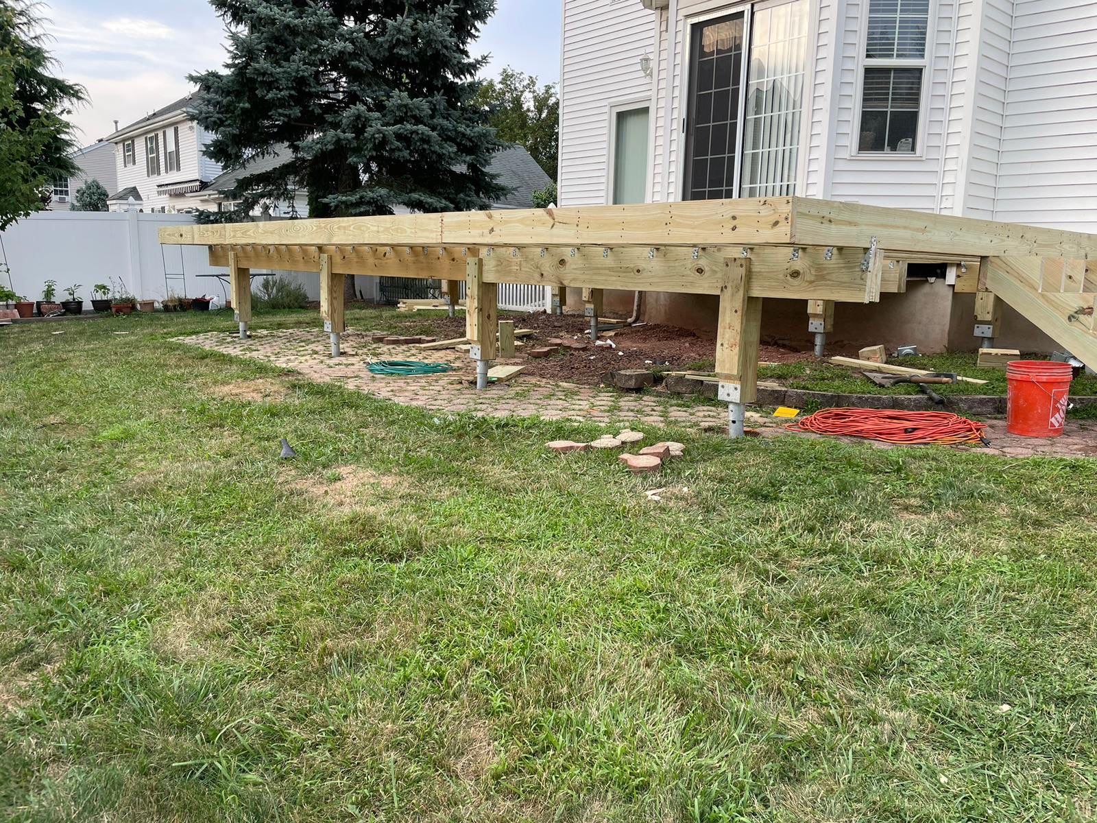 New Deck with Pergola and Vinyl Lattice by deck guardian