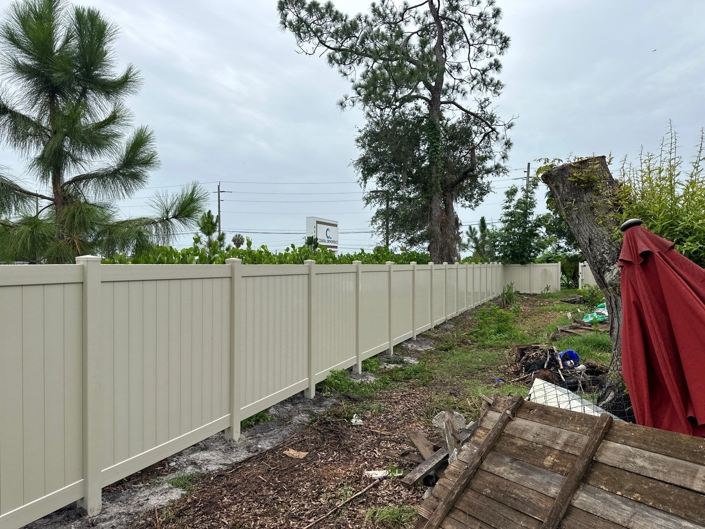 Vinyl Fence Installation using Tan Vinyl Privacy Fence by Asap fence and gates, LLC