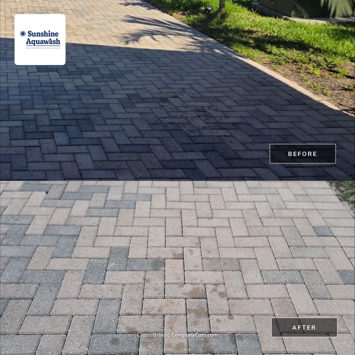 Paver Driveway Cleaning, Oil Stain Removal & Sidewalk Cleaning in Trevesta – Palmetto, FL by Sunshine AquaWash