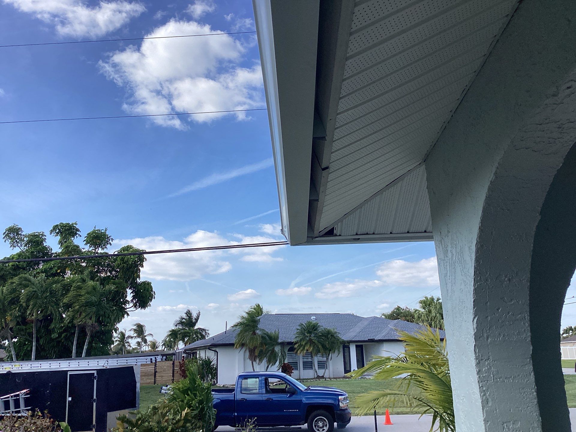Downspout Installation using 3X4 Elbow Downspout in Cape Coral FL by Gutter Professors