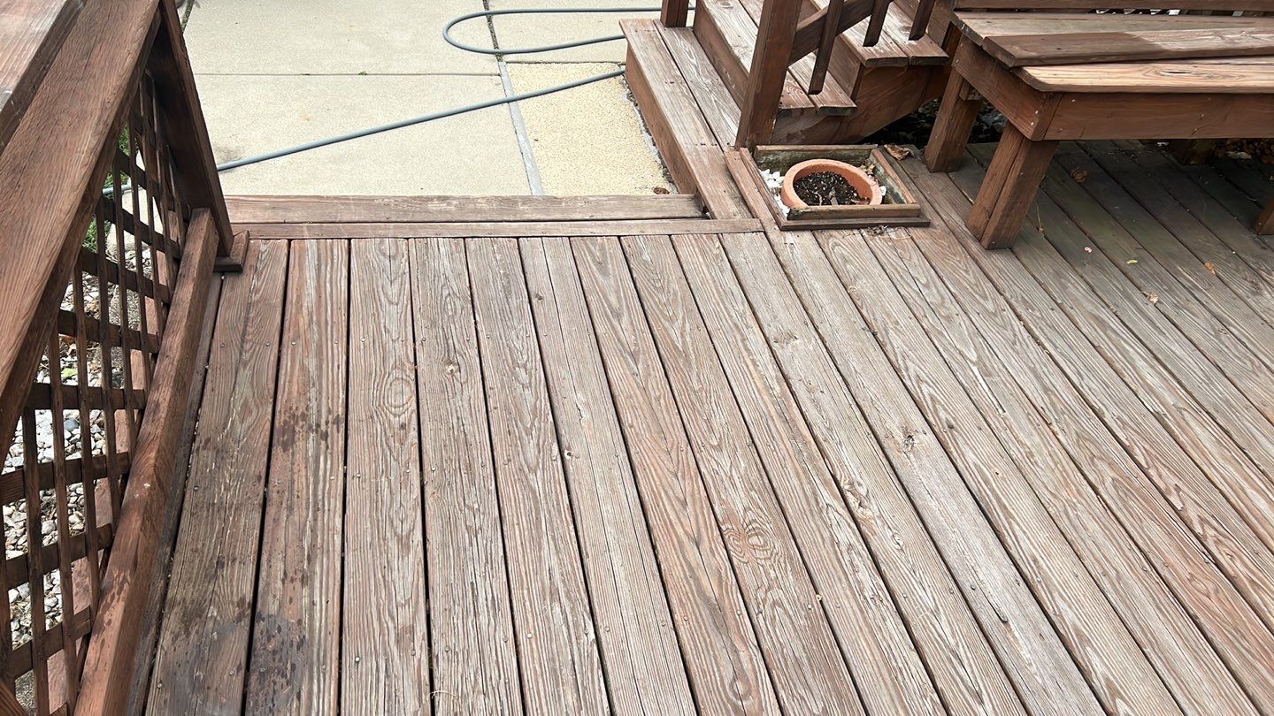 Wood cleaning and staining using Armstrong cloark oil stain by Northern Power Washing LLC.