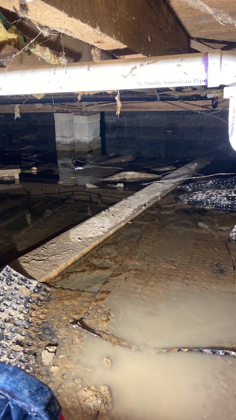 Crawl space encapsulation and Waterproofing using GrateDrain Waterproofing System by Toledo Basement Repair 