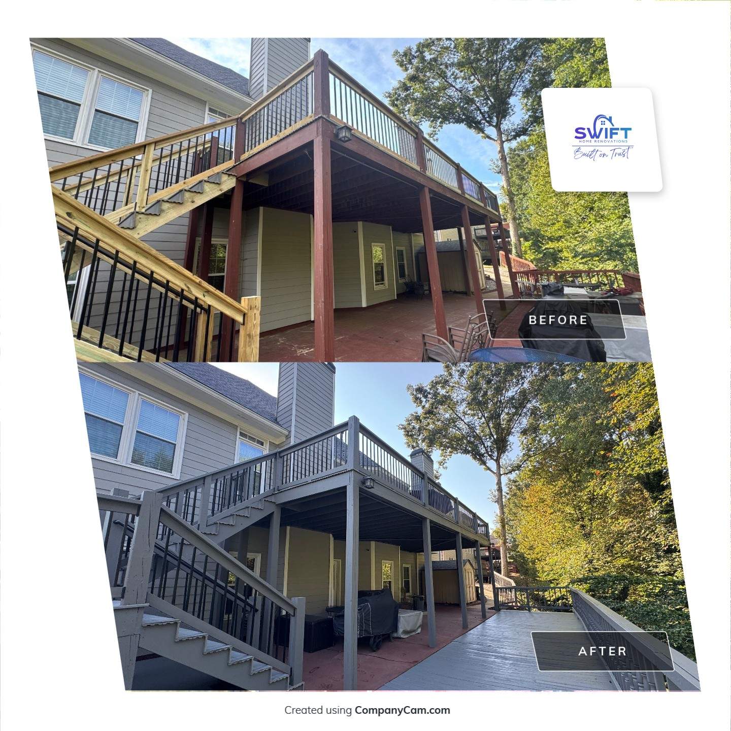 Multi-Level Deck Exterior Painting and Staining in Stonecrest by Swift Home Renovations