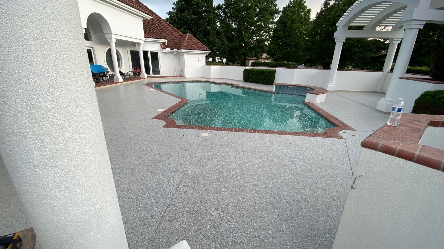 Pool Deck using Mount Everest by Select Painting, Coatings & Garage Cabinets