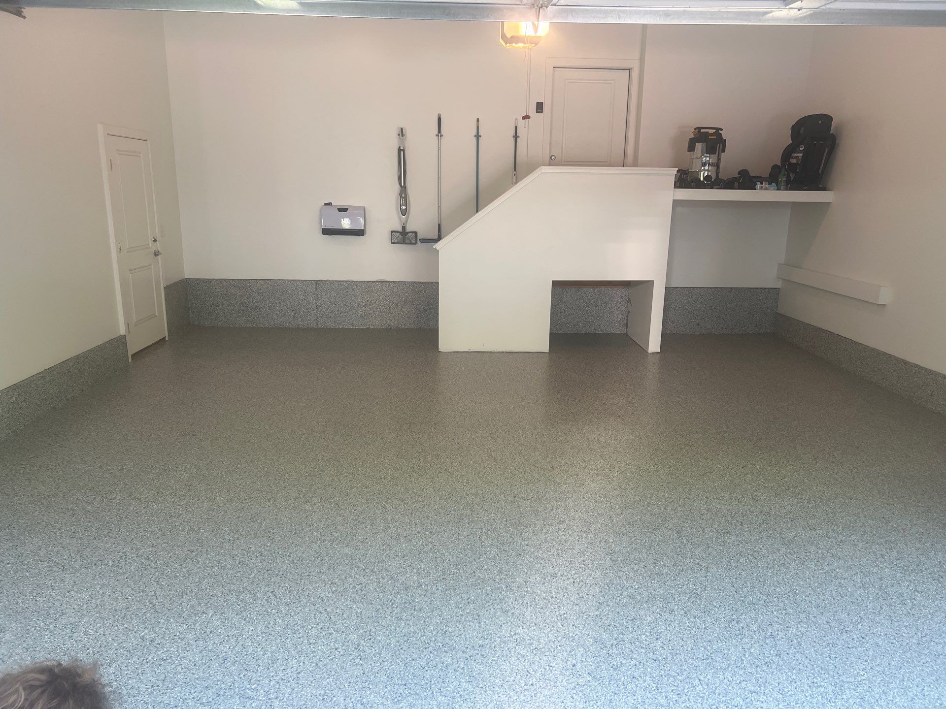 Garage Transformation in West Michigan | Full Interior Repaint & Epoxy Flake Floor in Tidal Wave Blend by Gordon Painting