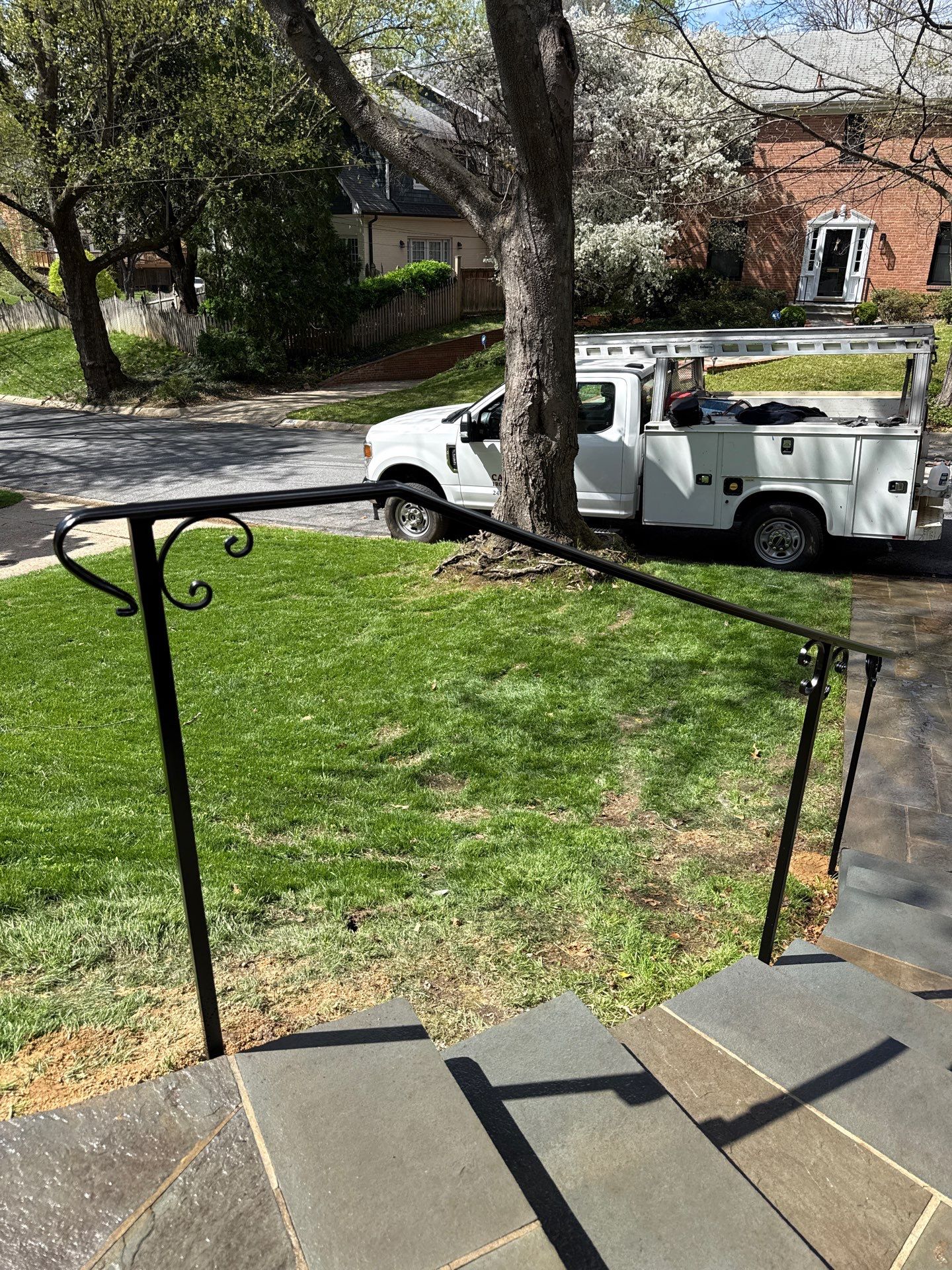 Modern Exterior Steel Handrails – Residential Entrance – Bethesda, MD by Capitol Iron Works