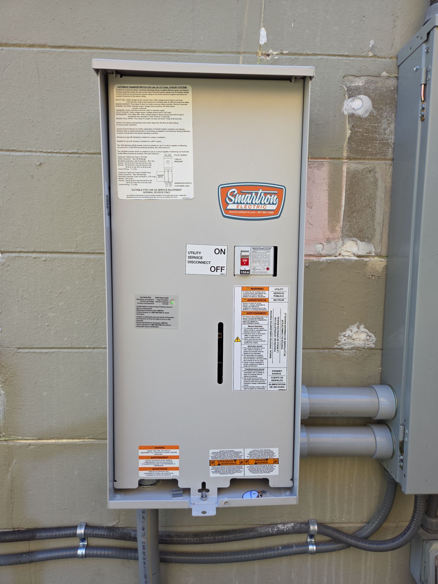 Indoor Panel Replacement and Generator Install in Orlando by Smartron Electric